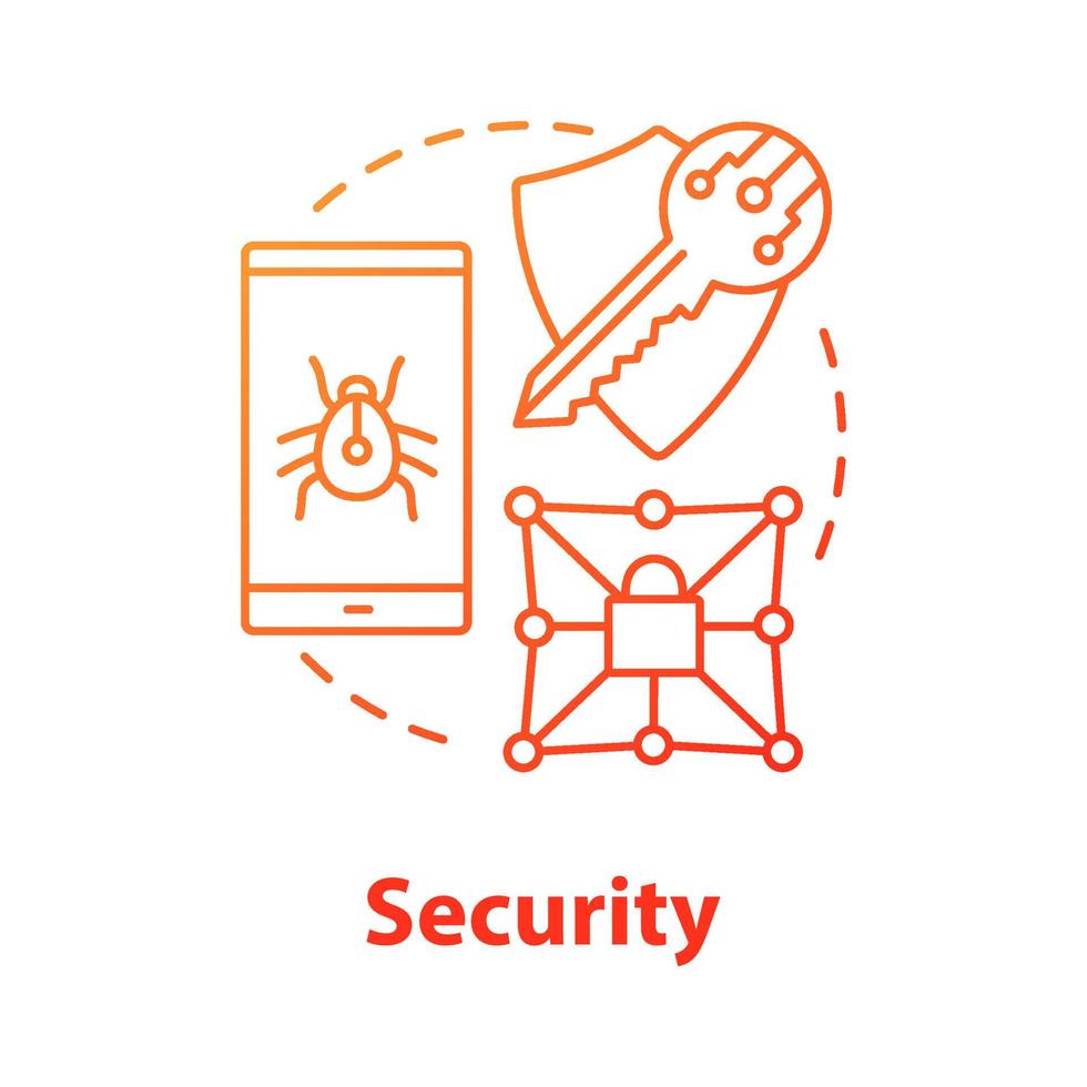 icono del concepto de seguridad. Ilustración de línea fina de idea de protección de privacidad. cifrado de datos confidenciales. ciberseguridad y seguridad. autorización digital. dibujo de contorno aislado vectorial vector