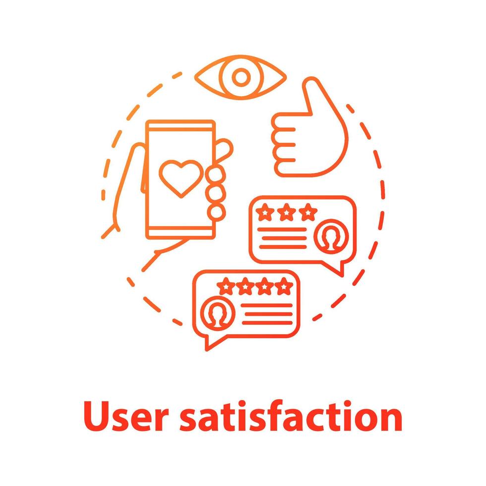 User satisfaction concept icon. App rating. Social media comments and likes. Content sharing idea thin line illustration. Customers positive feedback. Vector isolated outline drawing