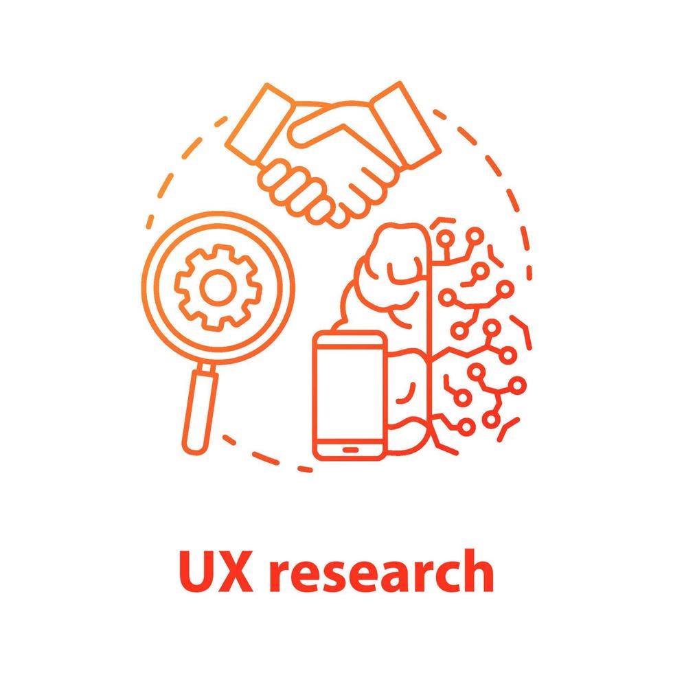 UX research concept icon. Software development idea thin line illustration. Gathering information from users. IT project. Service orchestration. Application management. Vector isolated outline drawing