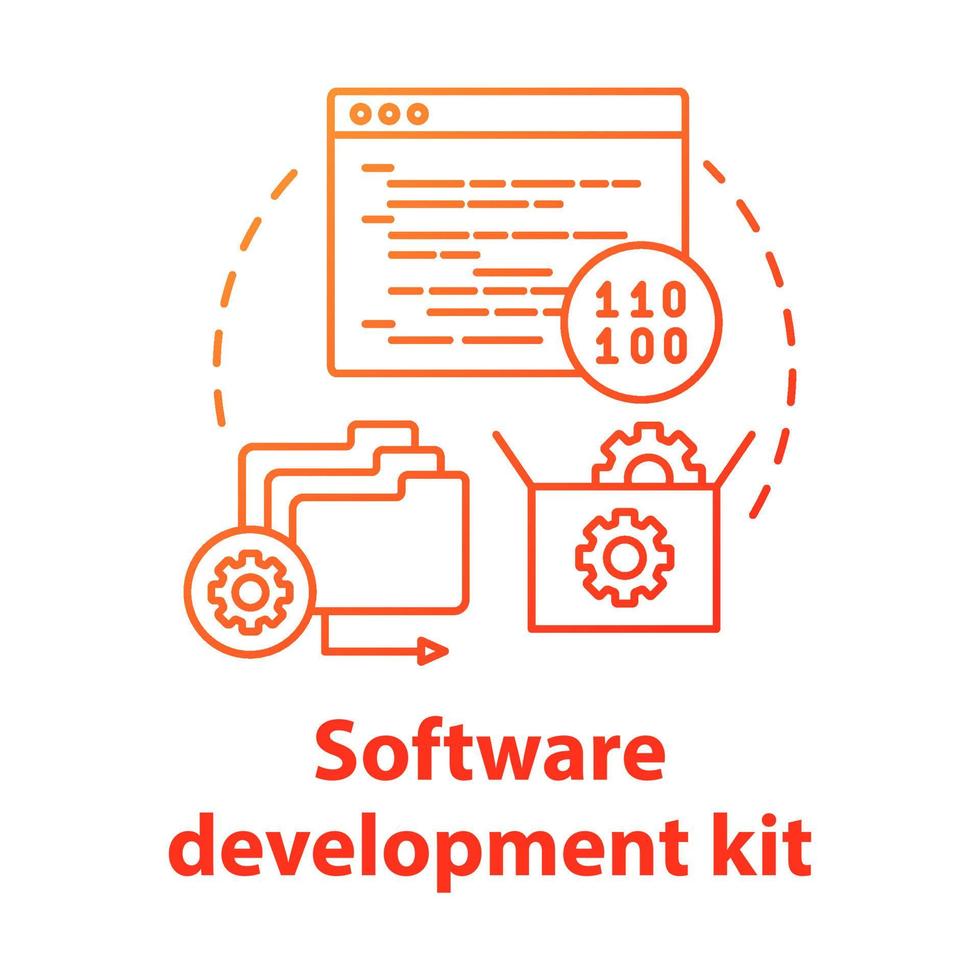Software development kit concept icon. Coding tools for app developer idea thin line illustration. Mobile device programming. Application management. Vector isolated outline drawing