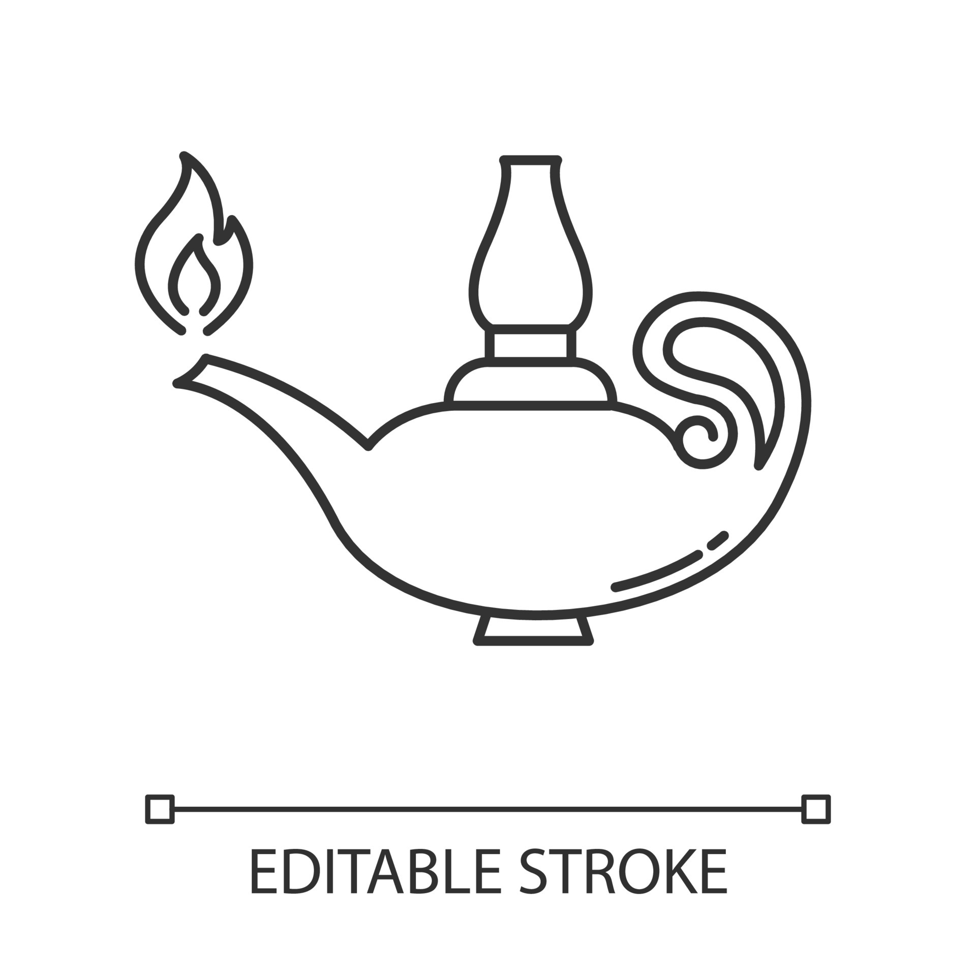 lámpara lineal icono. encendida linterna de aceite antigua que brilla