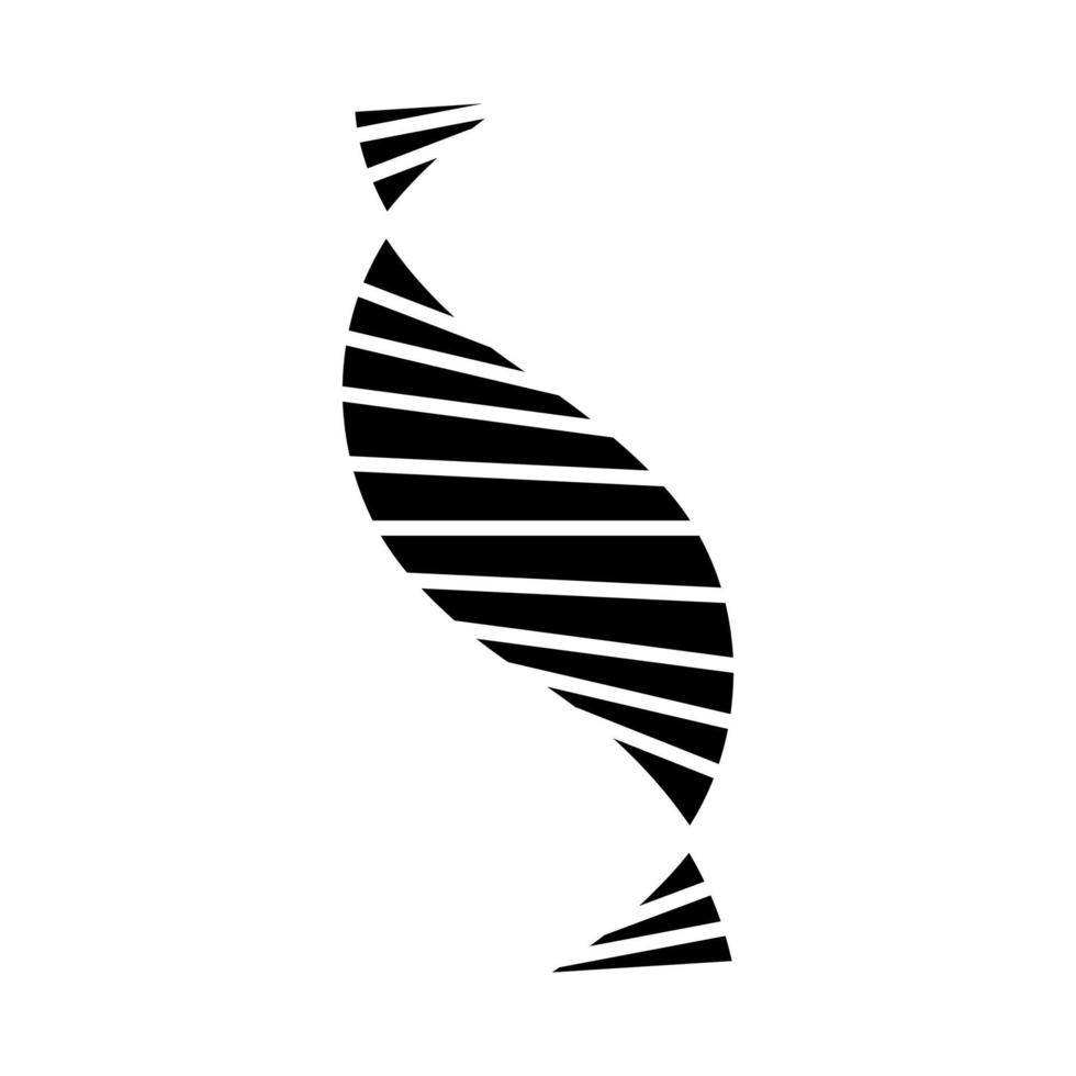 Icono de glifo de cadena de espiral de adn. desoxirribonucleico, franjas de hélice de ácido nucleico. cromosoma. Biología Molecular. codigo genetico. genética. símbolo de silueta. espacio negativo. vector ilustración aislada