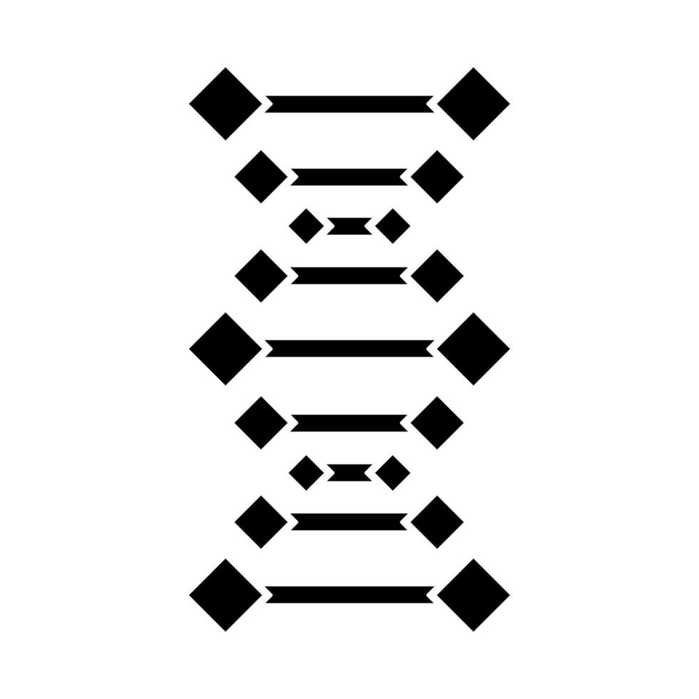 DNA chains glyph icon. Deoxyribonucleic, nucleic acid helix. Chromosome. Molecular biology. Genetic code. Genome. Genetics. Medicine. Silhouette symbol. Negative space. Vector isolated illustration
