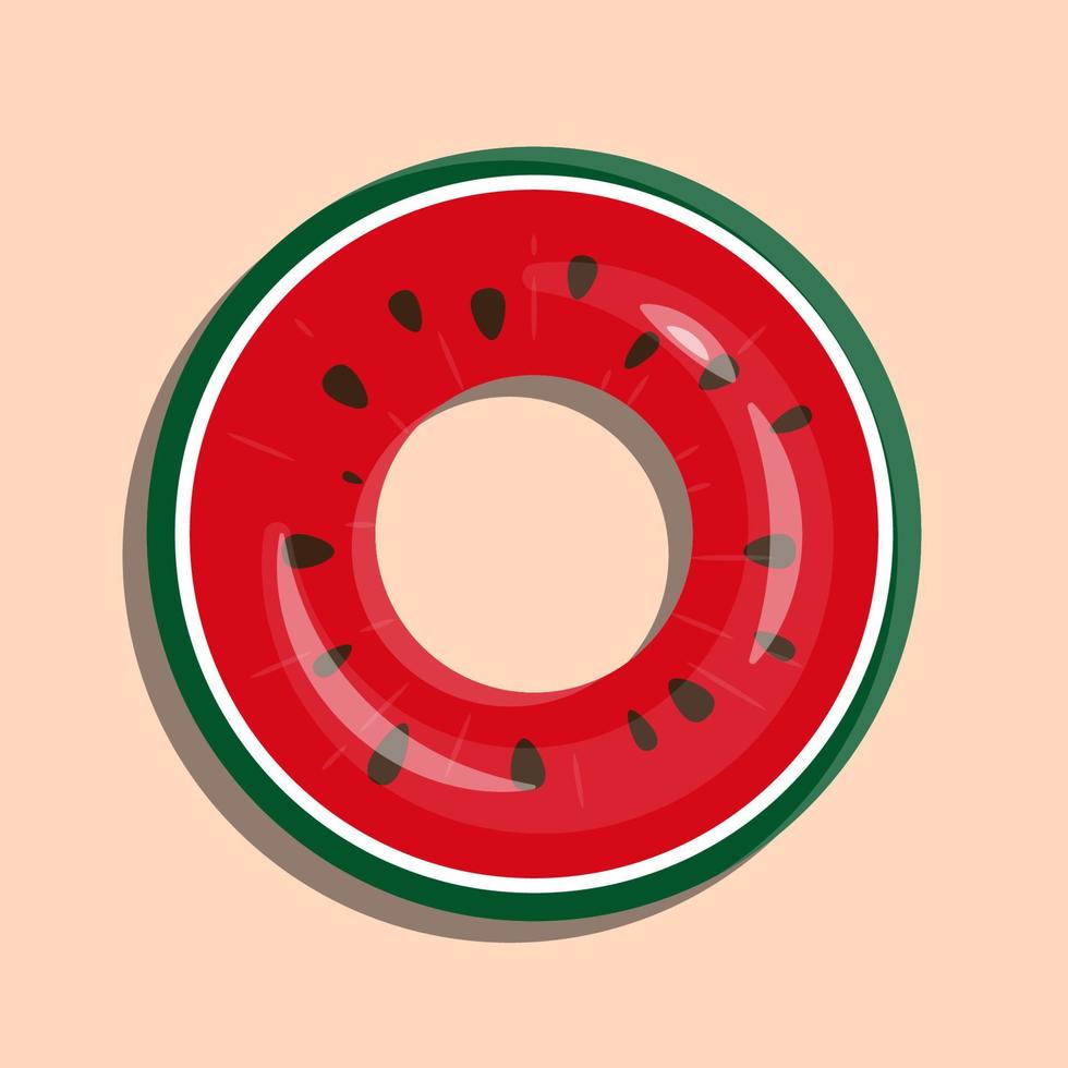 Watermelon lifebuoy flat design. Inflatable balloon isolated icon, vector in flat style