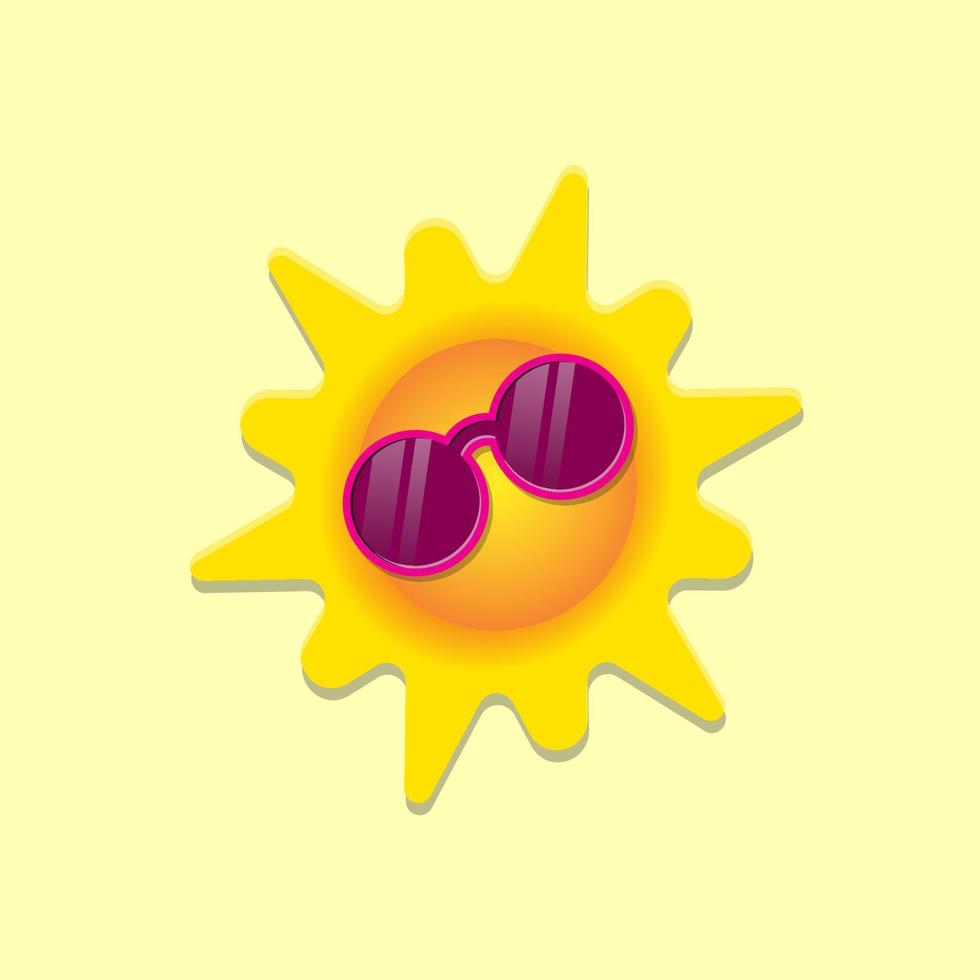 Isolated yellow sun wearing black glasses vector illustration