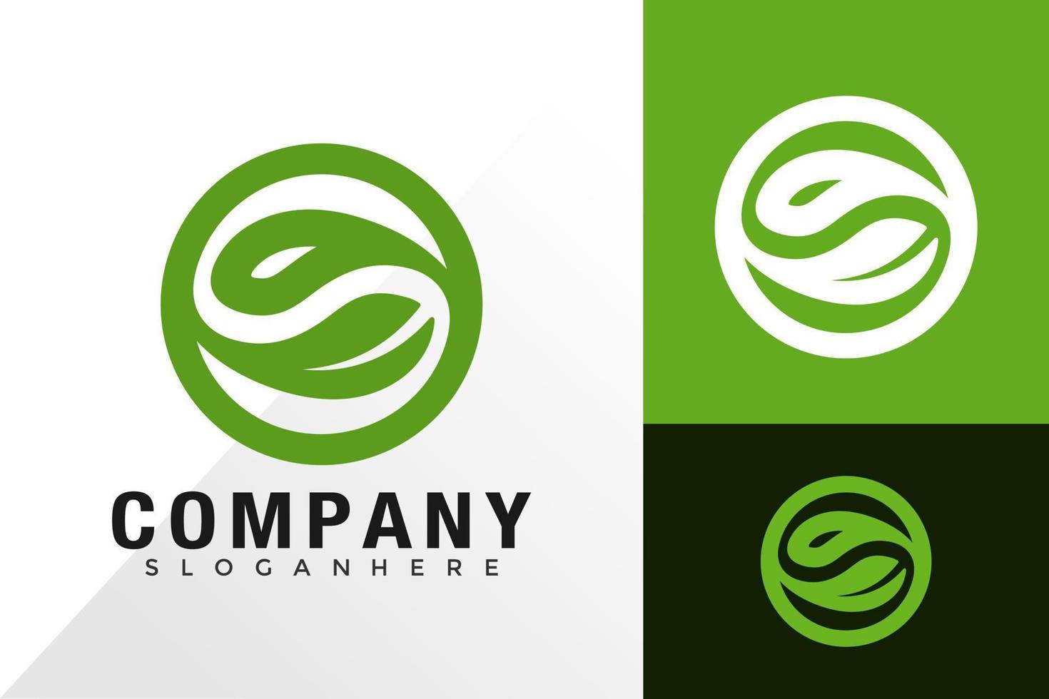 Yin Yang Leaf Logo Design Vector Template