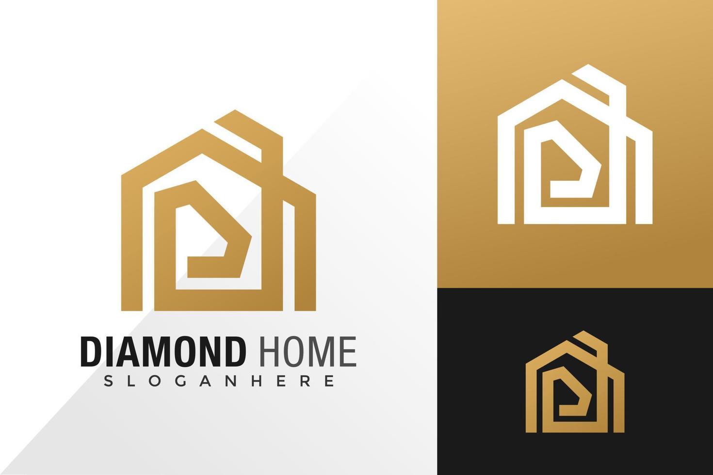 Plantilla de vector de diseño de logotipo de casa de diamante de lujo