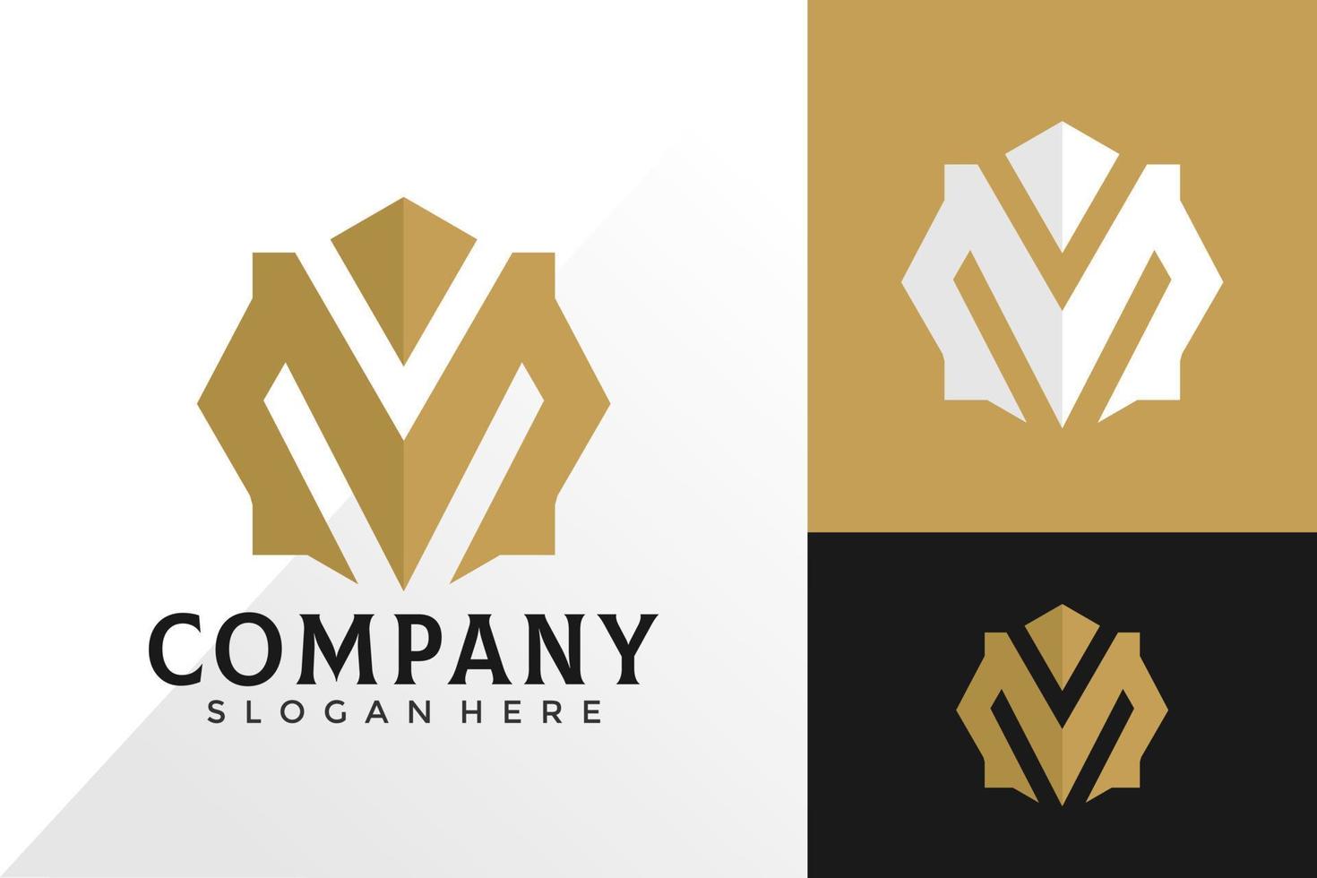 Letter M Diamond Logo Design Vector Template
