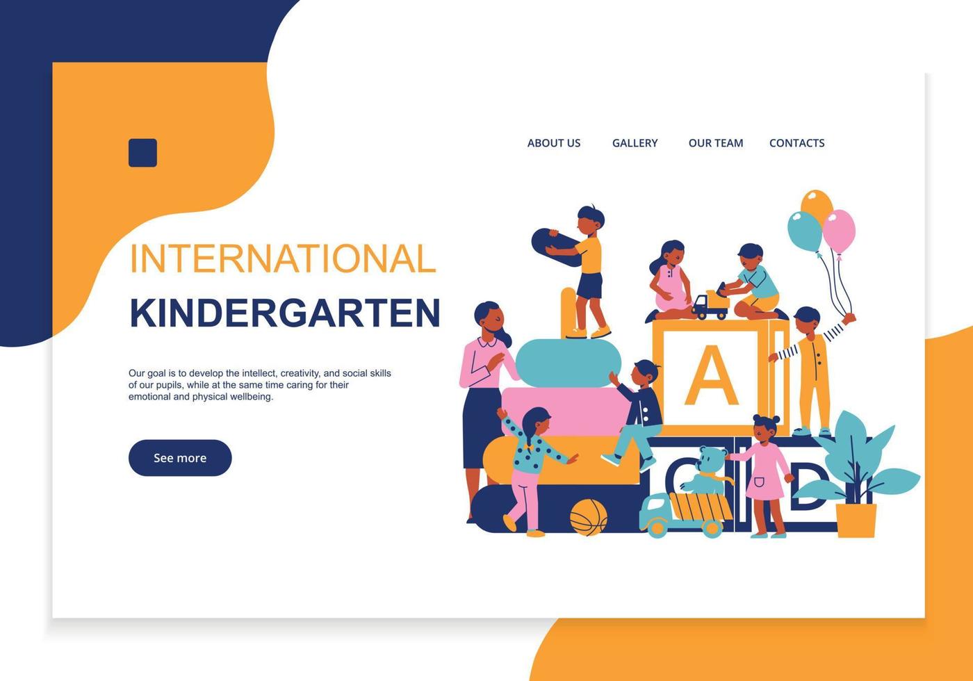 Kindergarten flat concept vector