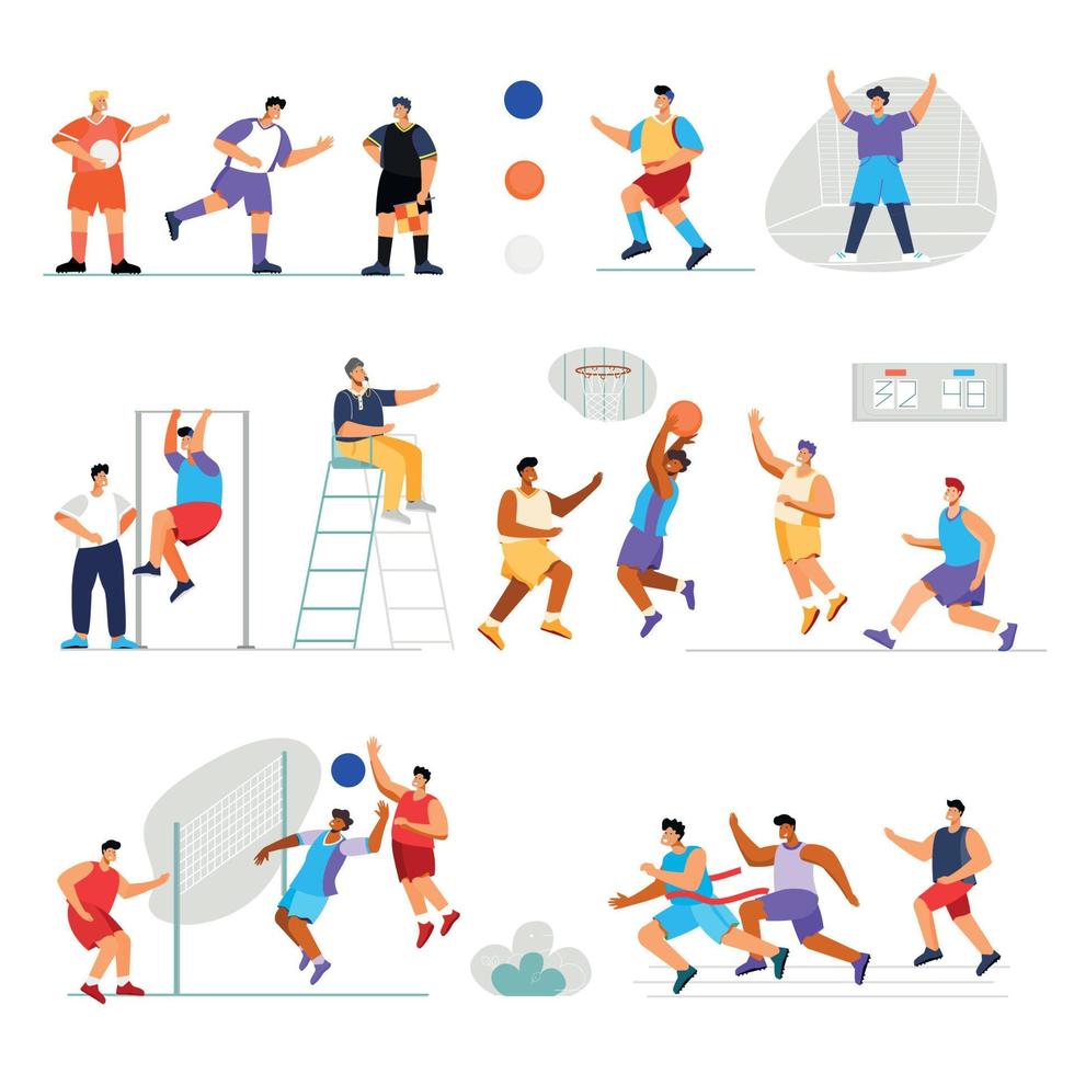 Sports Athletes Icon Set vector