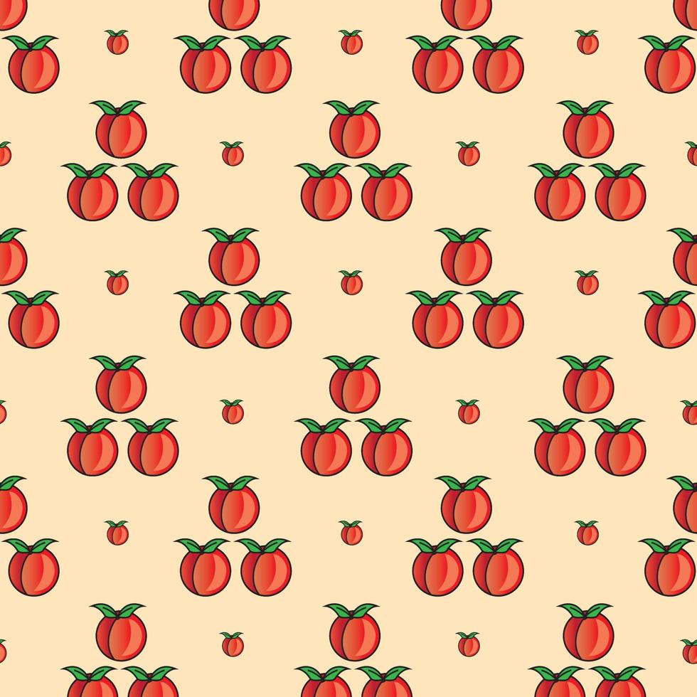 Seamless pattern peach fruits vector background illustration
