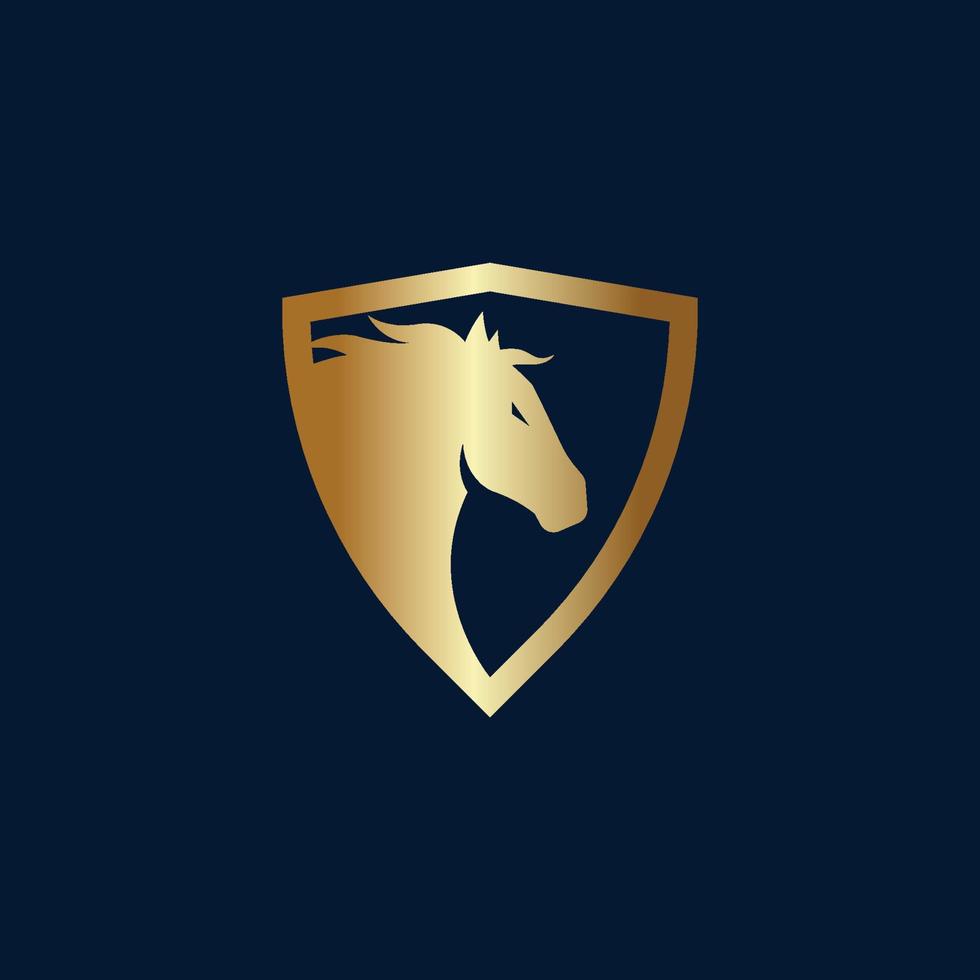 diseño de logotipo de escudo de caballo vector