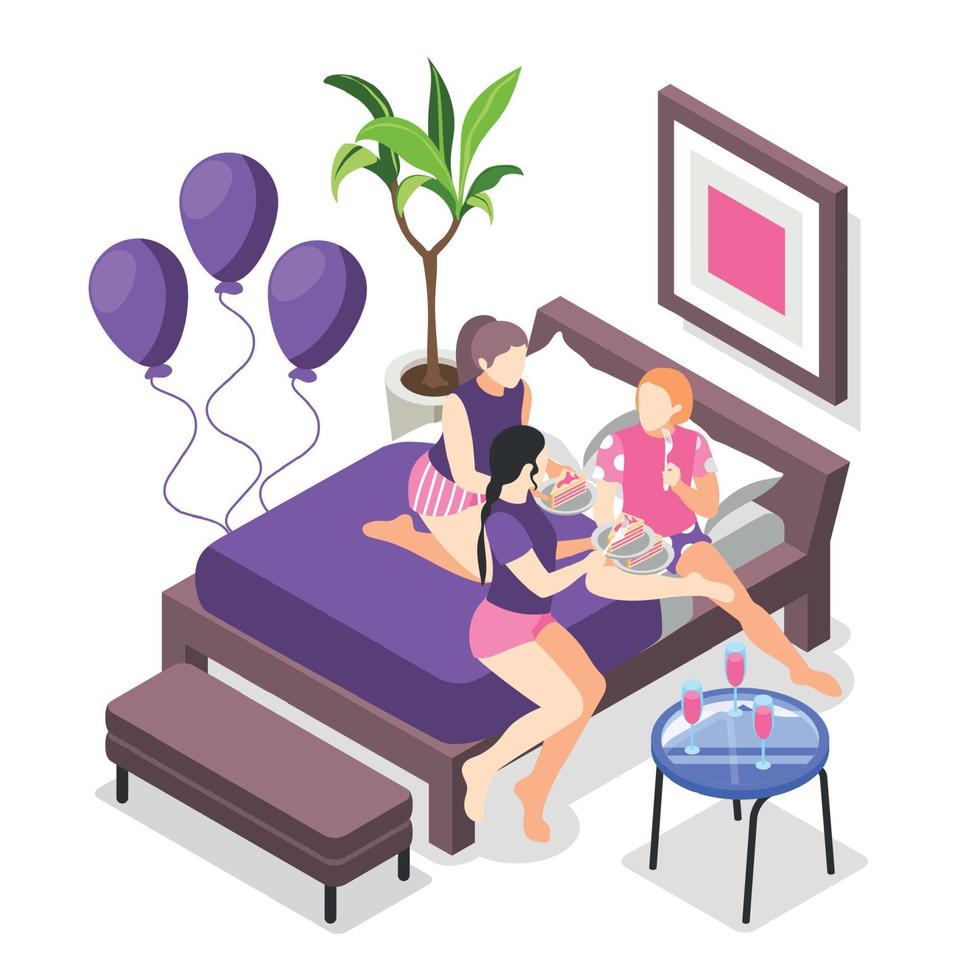 Pajama Party Isometric Background vector