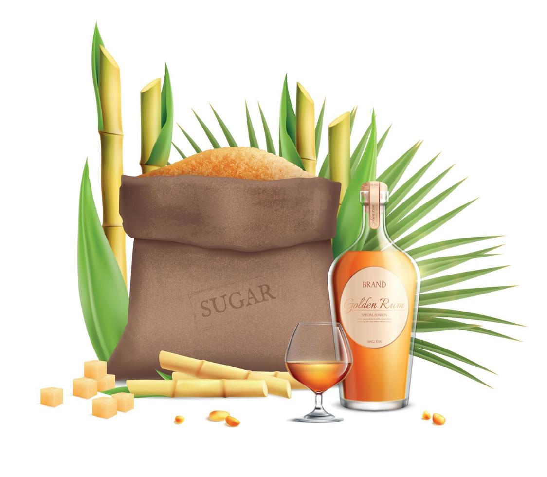 Cane Sugar Realistic Composition vector