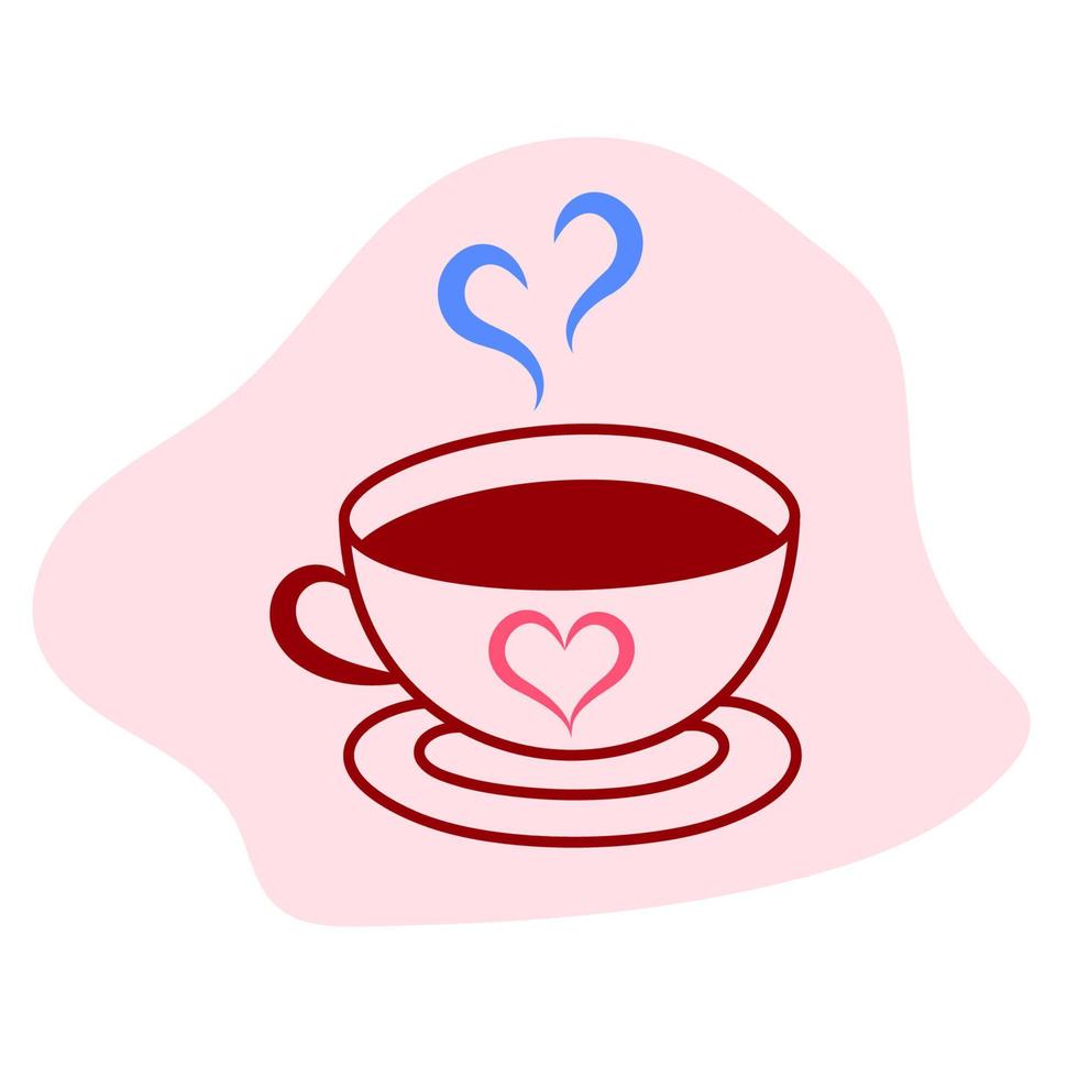 Love and romance concept, cup with a drink and hearts. Suitable for the design of Valentine's Day cards, wrapping paper, congratulations vector