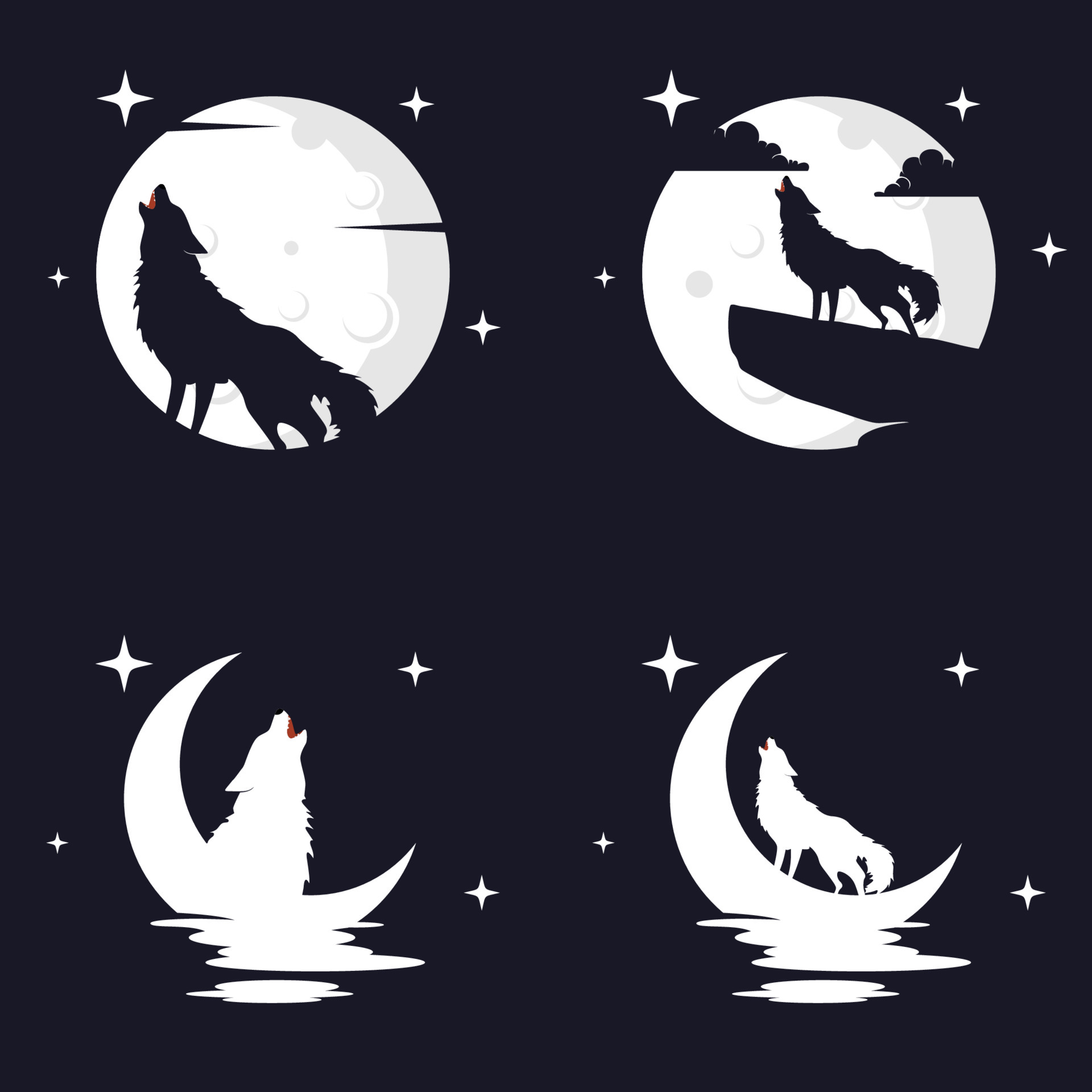 Crescent Moon Wallpaper Wolf