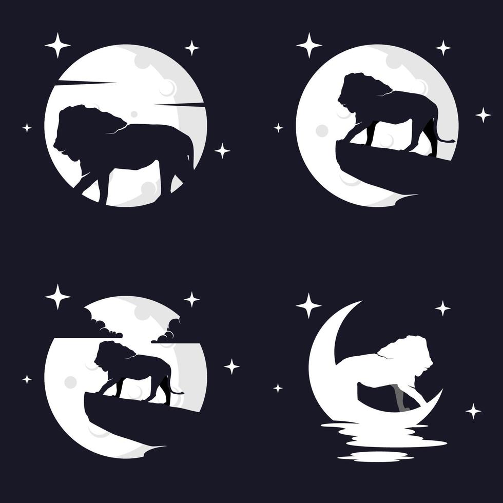 gráfico de vector de ilustración de León con fondo de luna. perfecto para usar en camisetas o eventos