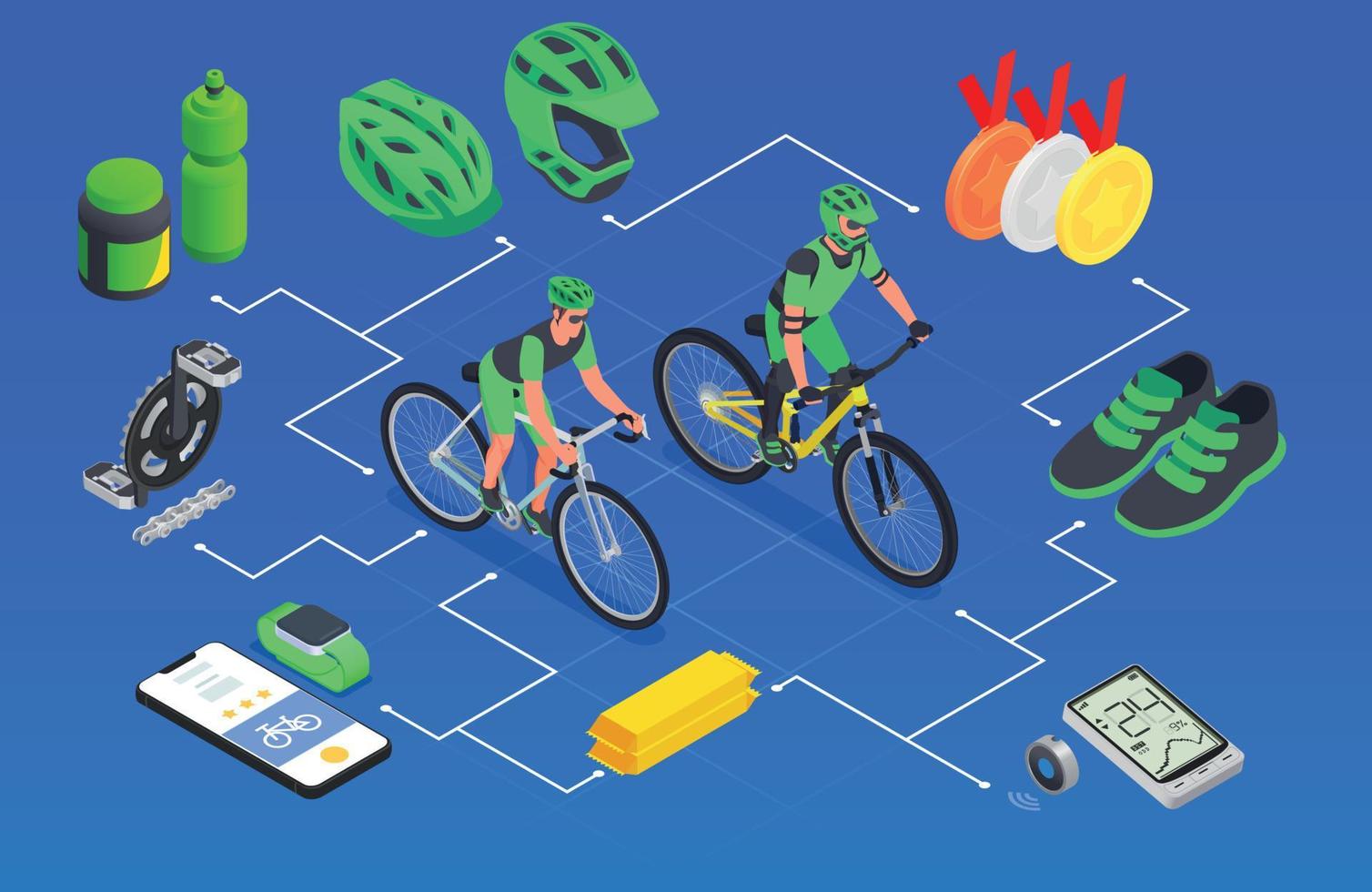 composición del diagrama de flujo del ciclismo deportivo vector