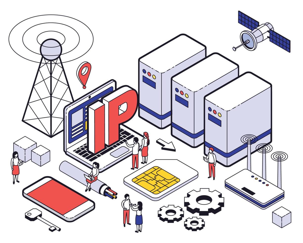 Isometric Web Hosting Colored Concept vector