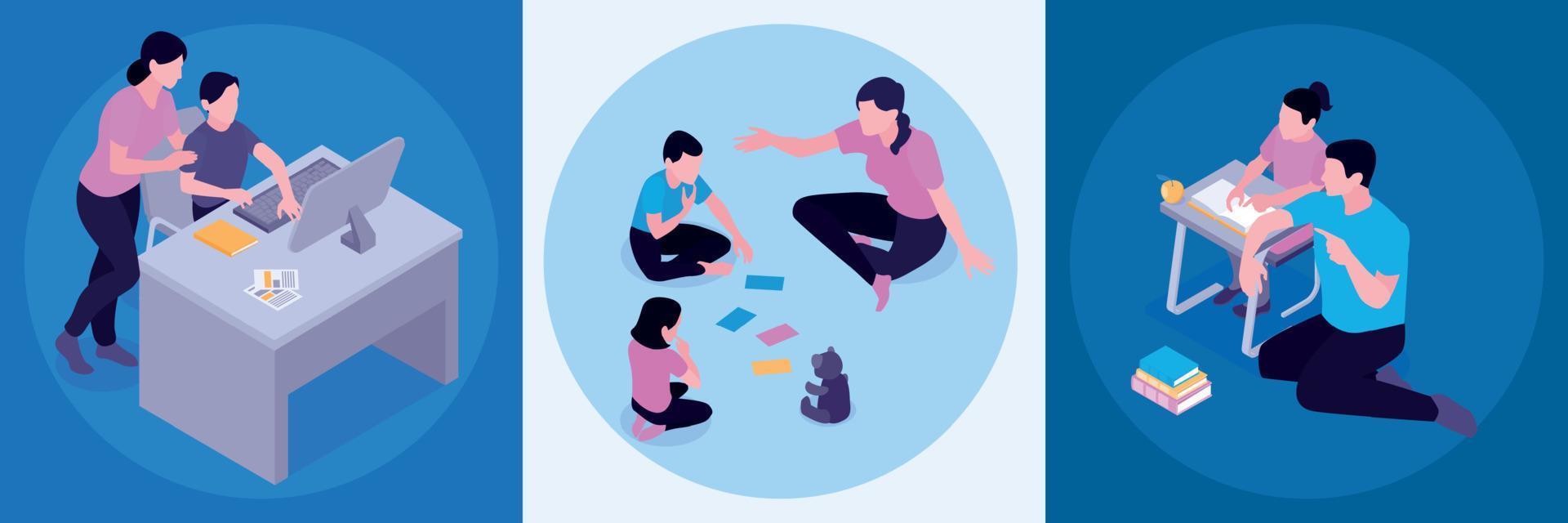 Homeschooling Isometric Concept vector