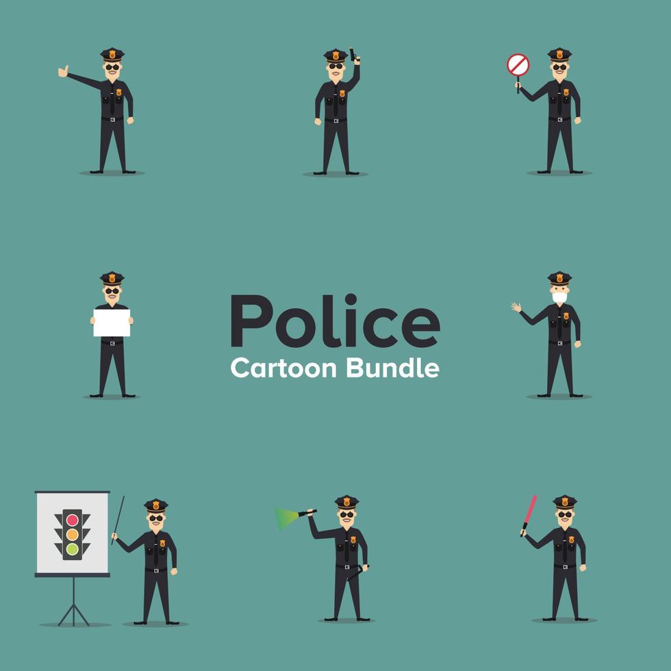 Illustration Vector Graphic of Police Cartoon Bundle