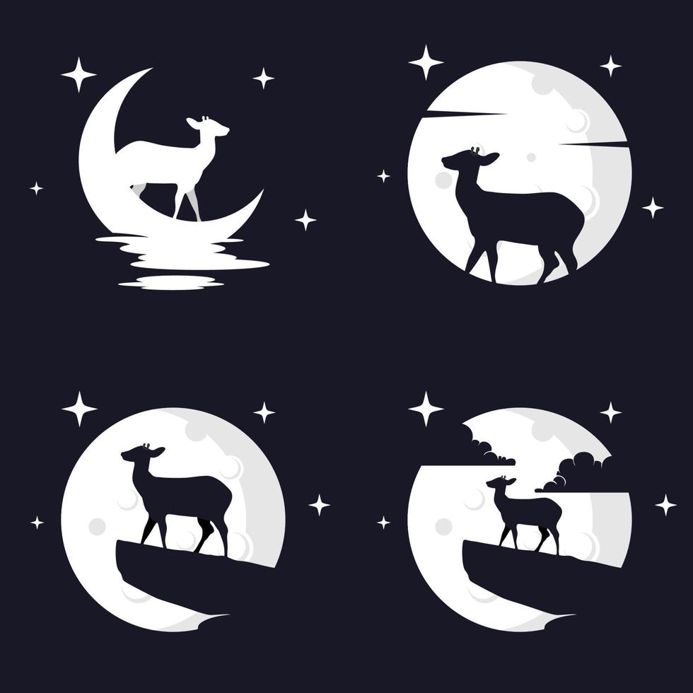 Illustration Vector Graphic of Deer with Moon Background. Perfect to use for T-shirt or Event