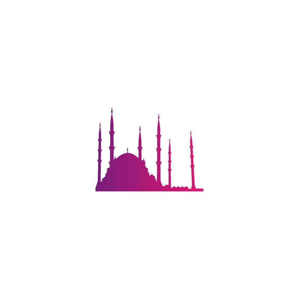 Sultan Ahmed Mosque Logo In Purple Color vector
