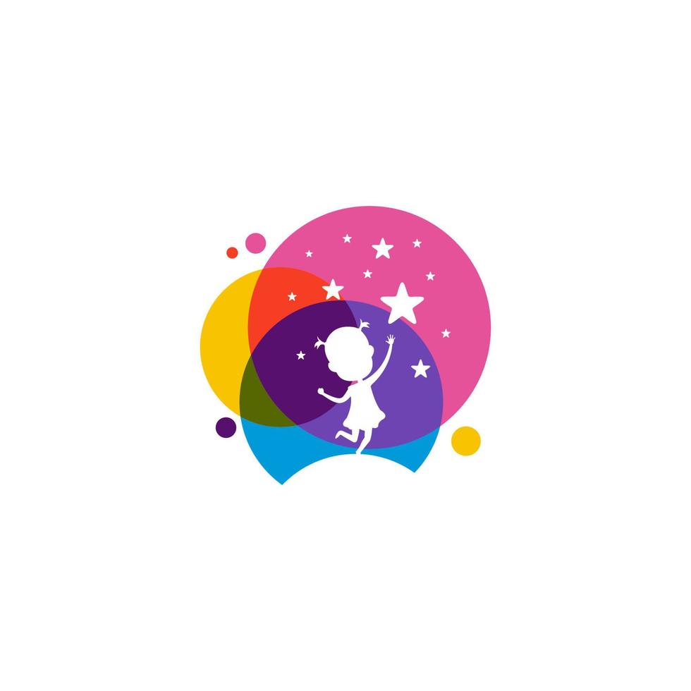 Colorful Children Reach Star Logo Inspirations vector