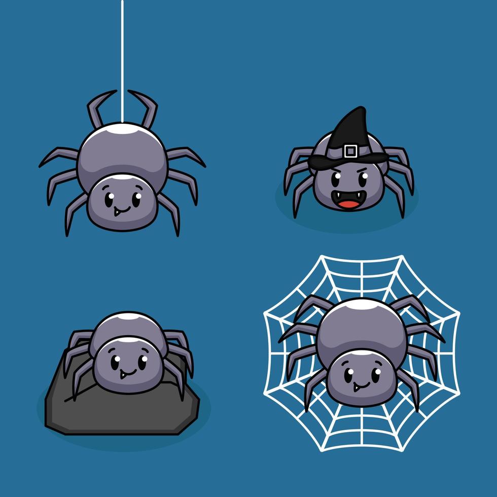 Set of cute scary but cute spider logo design vector