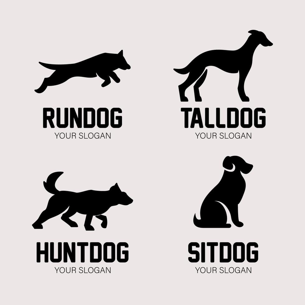 Set of dog silhouette logo design vector