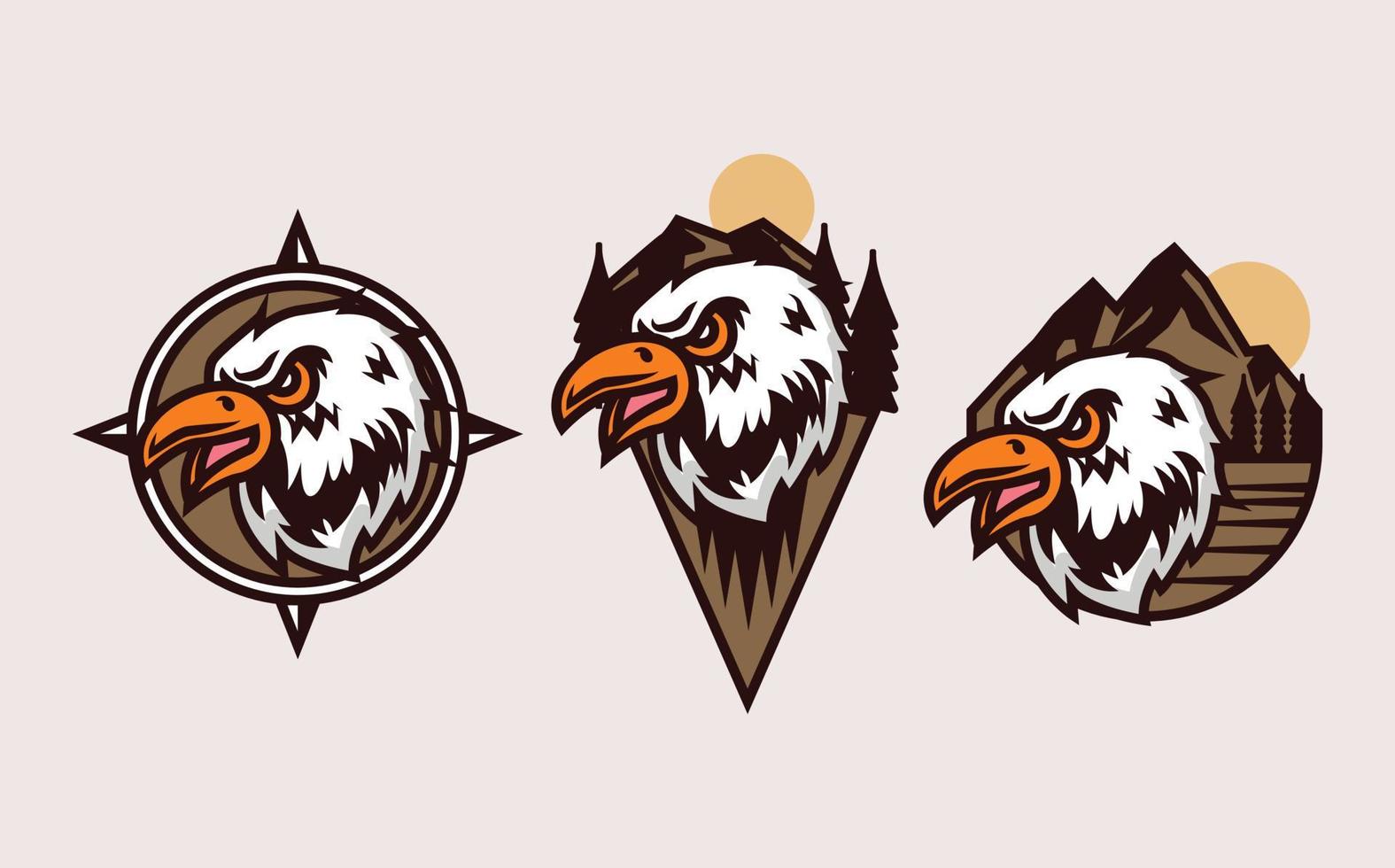diseño de logotipo de mascota de aventura de águila retro vector