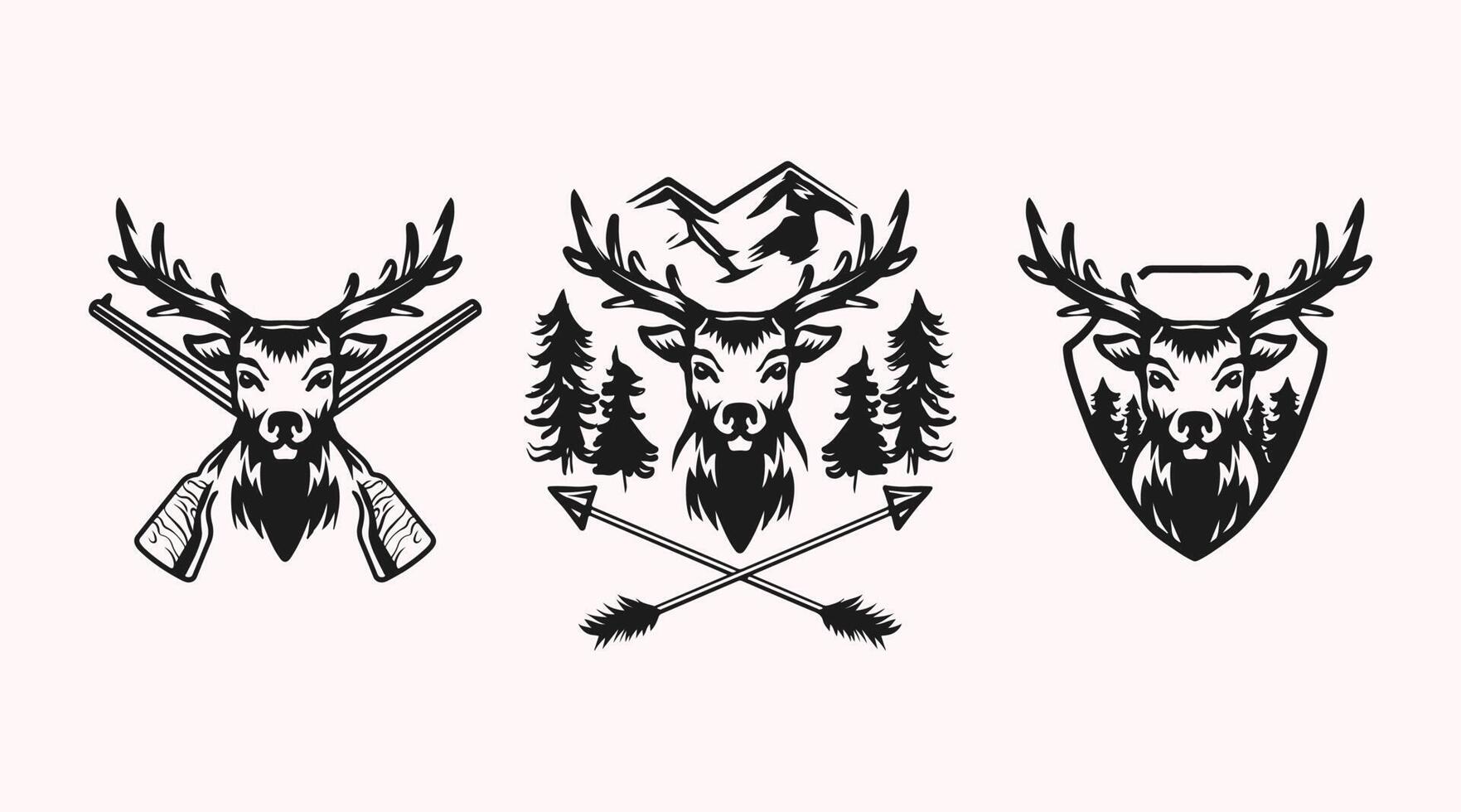 Retro simple deer hunting logo badge vector