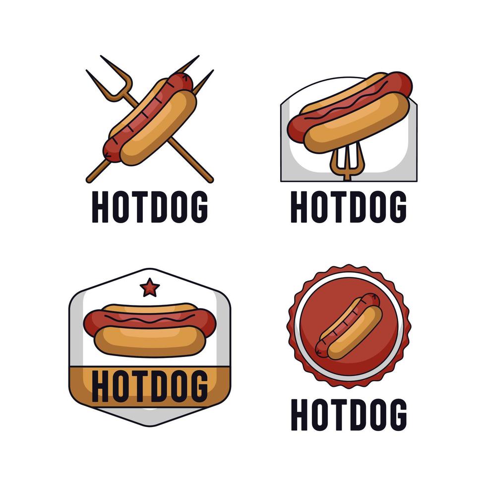 conjunto de plantilla de diseño de logotipo retro hot dogs vector