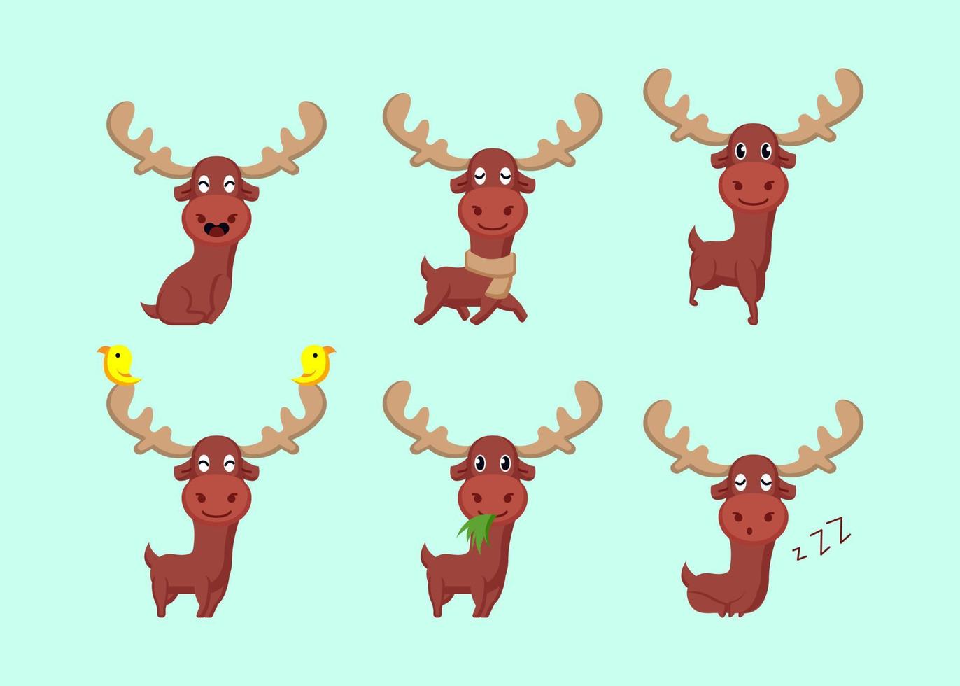 Cute deer caricature smiling mascot logo design vector