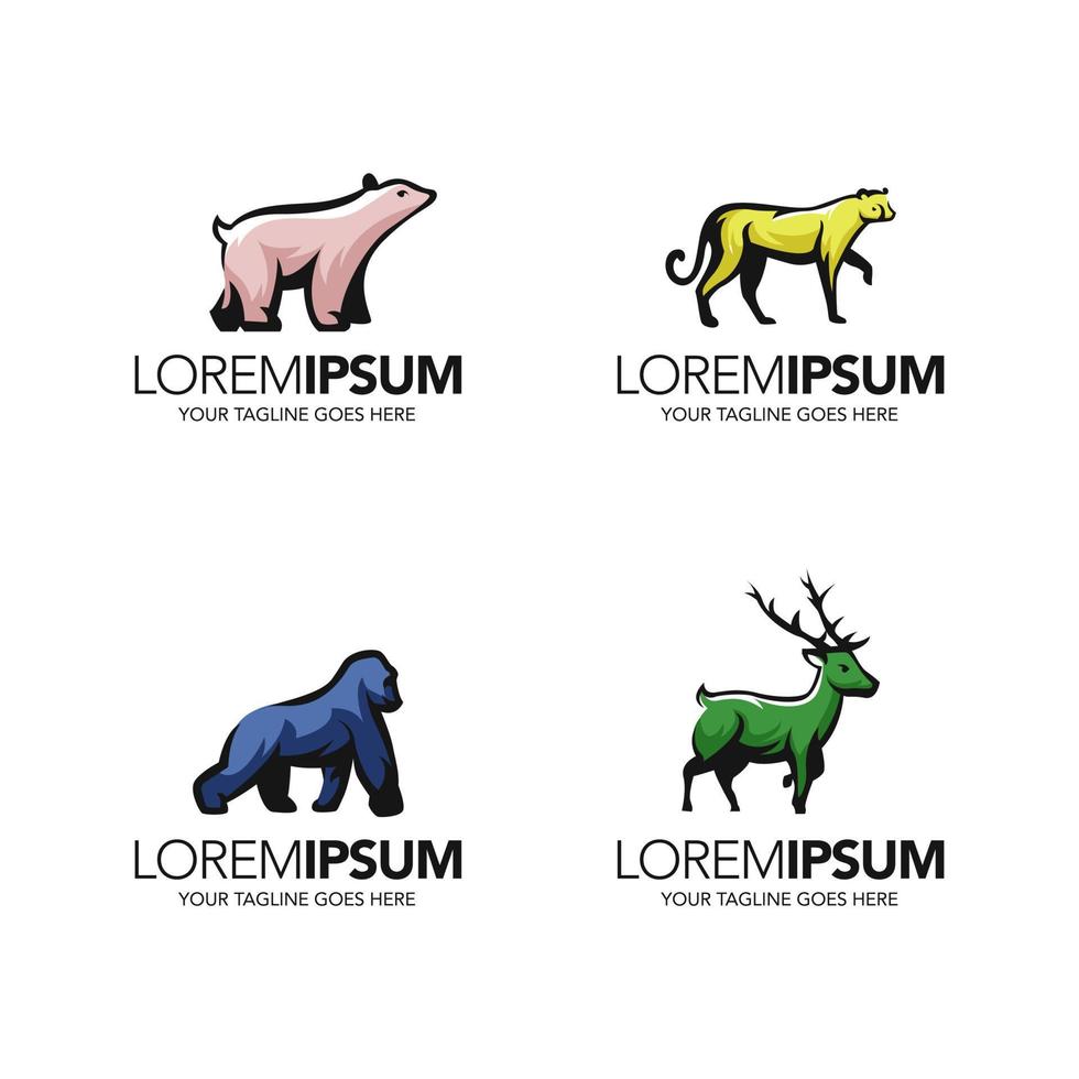 diseño de logotipo de animales salvajes de arte lineal abstracto minimalista simple vector