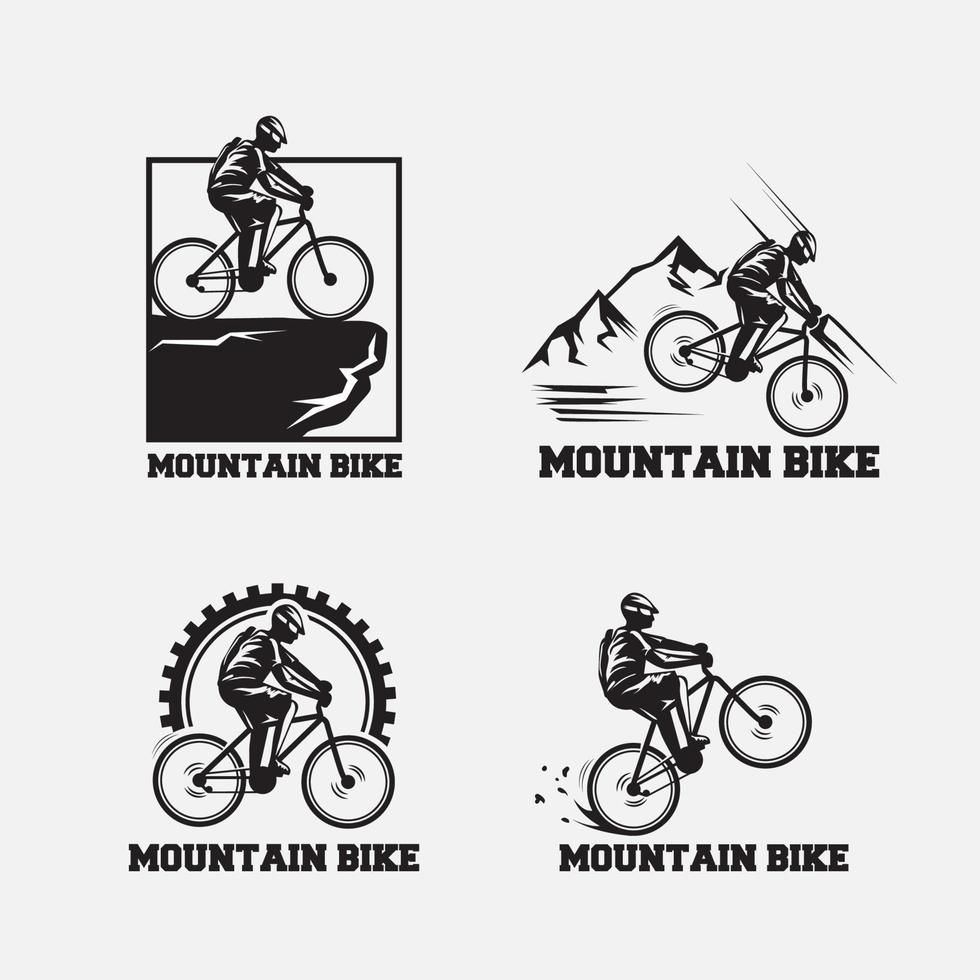 Retro simple mountain bike badge logo design vector