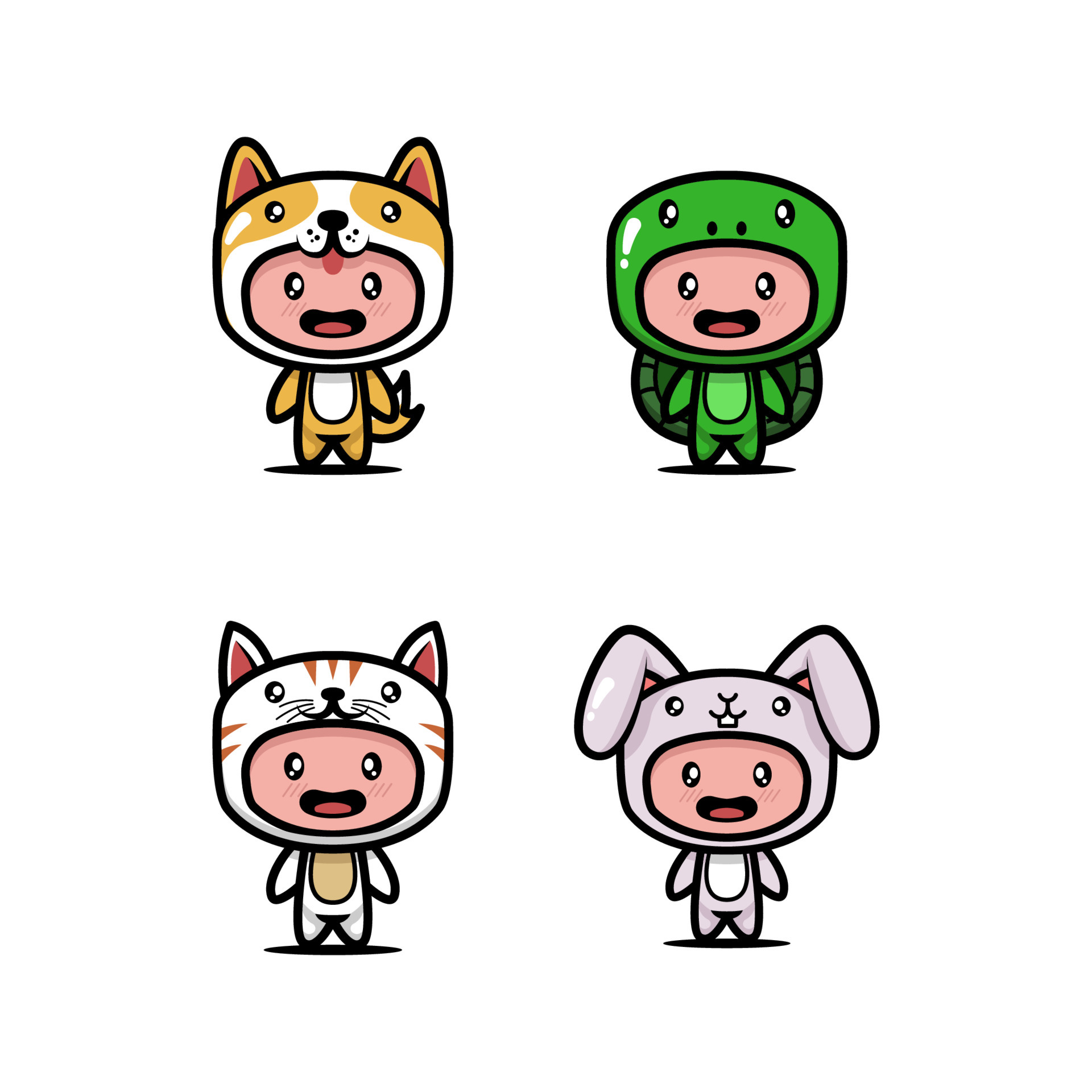 Set of cute kids with animal costume design icon illustration 4439419 ...