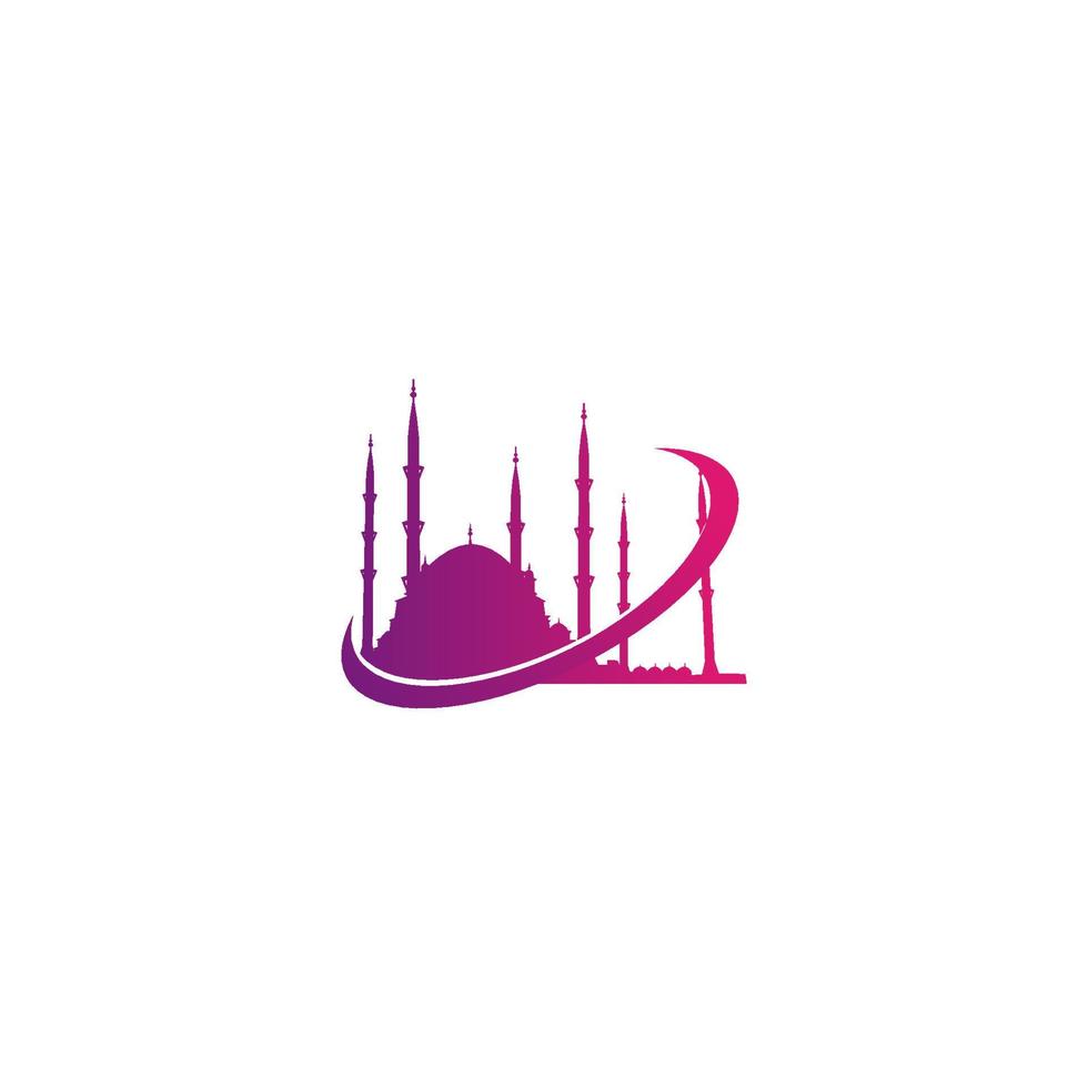 Sultan Ahmed Mosque Logo In Purple Color vector