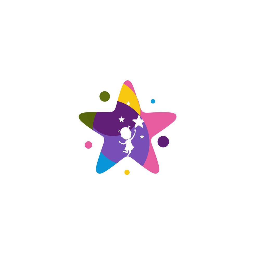 Colorful Children Reach Star Logo Inspirations vector