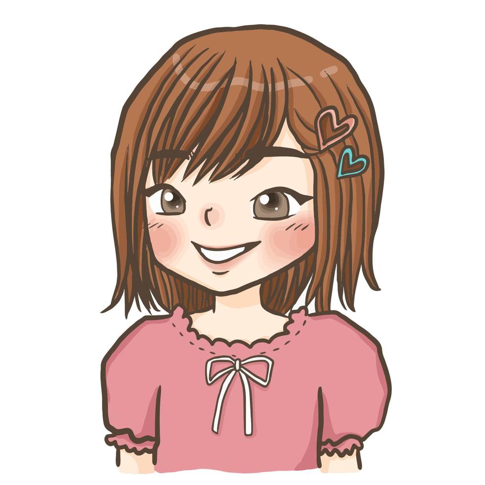 Avatar doodle profile girl character drawing vector