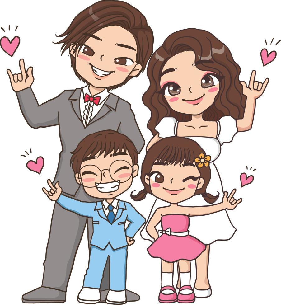 Family cartoon character cute vector