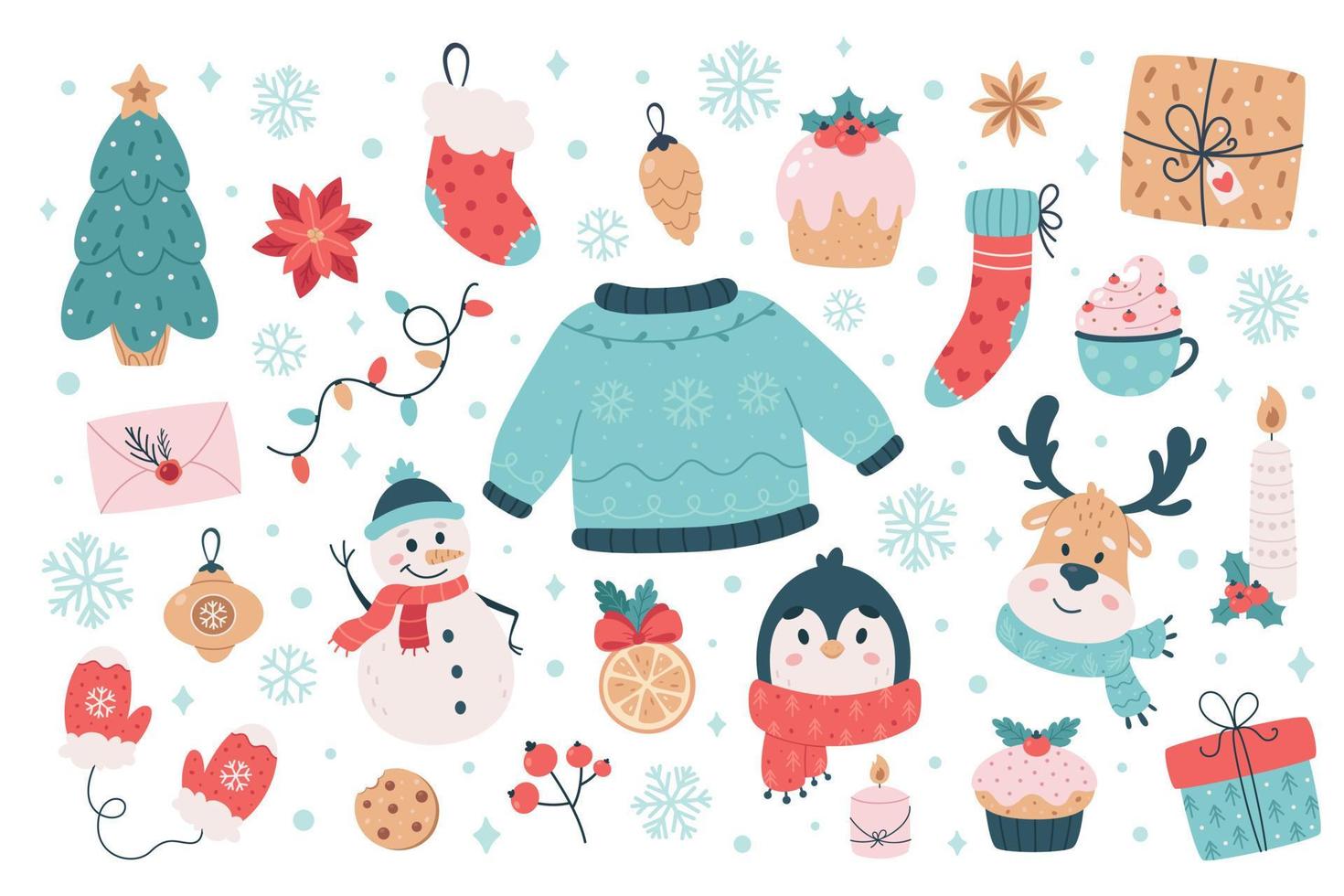 Christmas elements collection. Merry Christmas, New Year objects vector