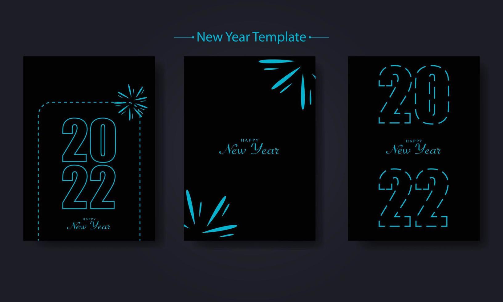 Happy New Year Flat Template Bundle vector