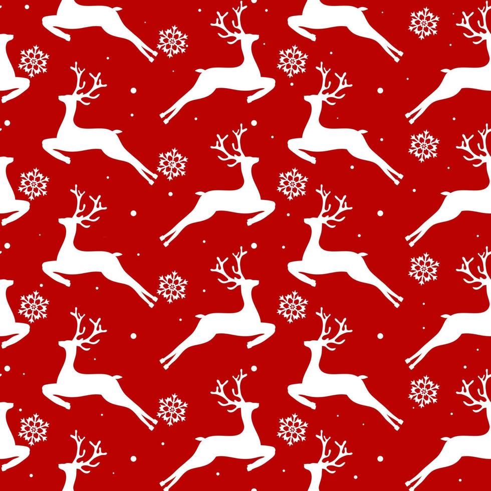 Seamless pattern with deers and snowflakes. Christmas print for clothing. vector