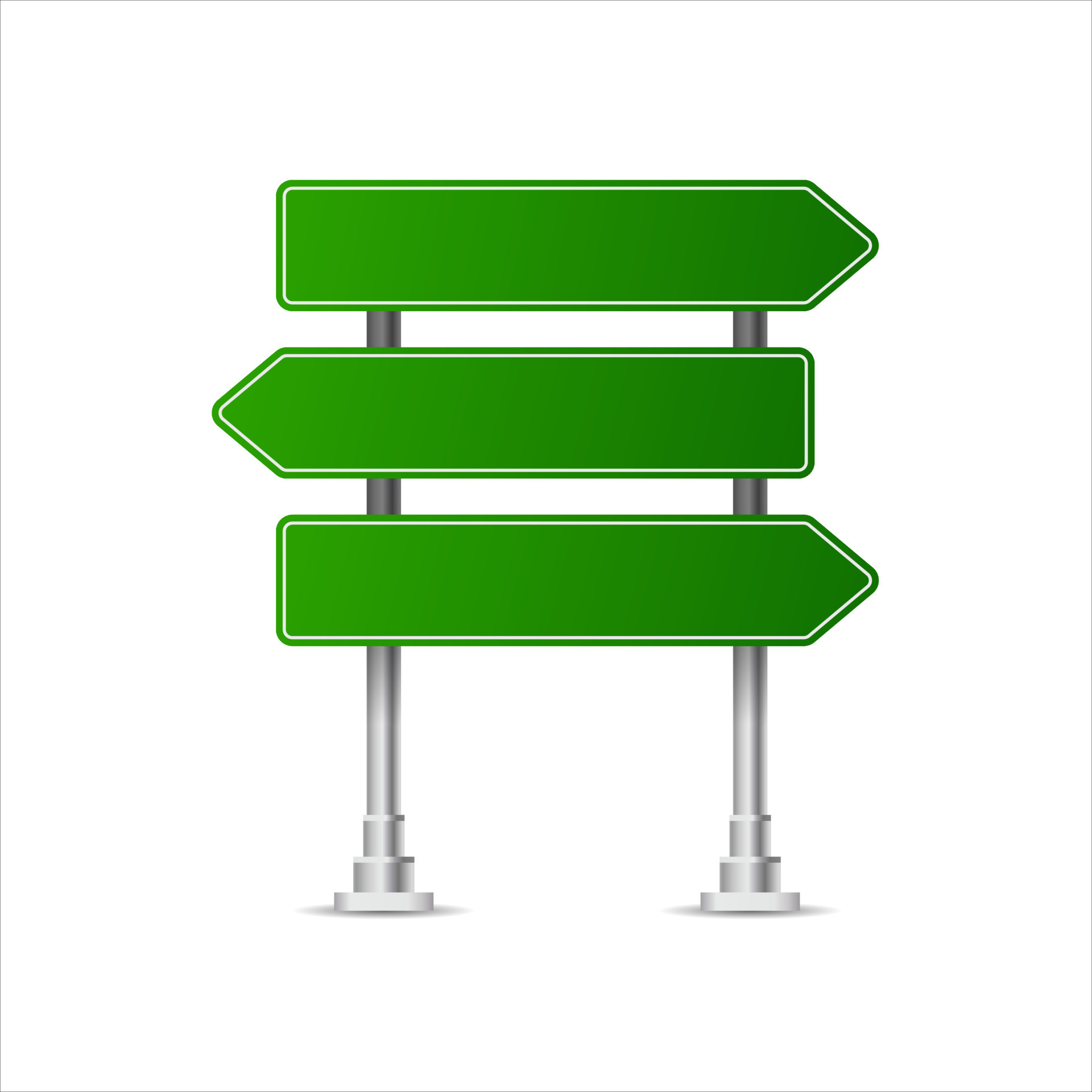 Realistic Green street and road signs. City illustration vector. Street