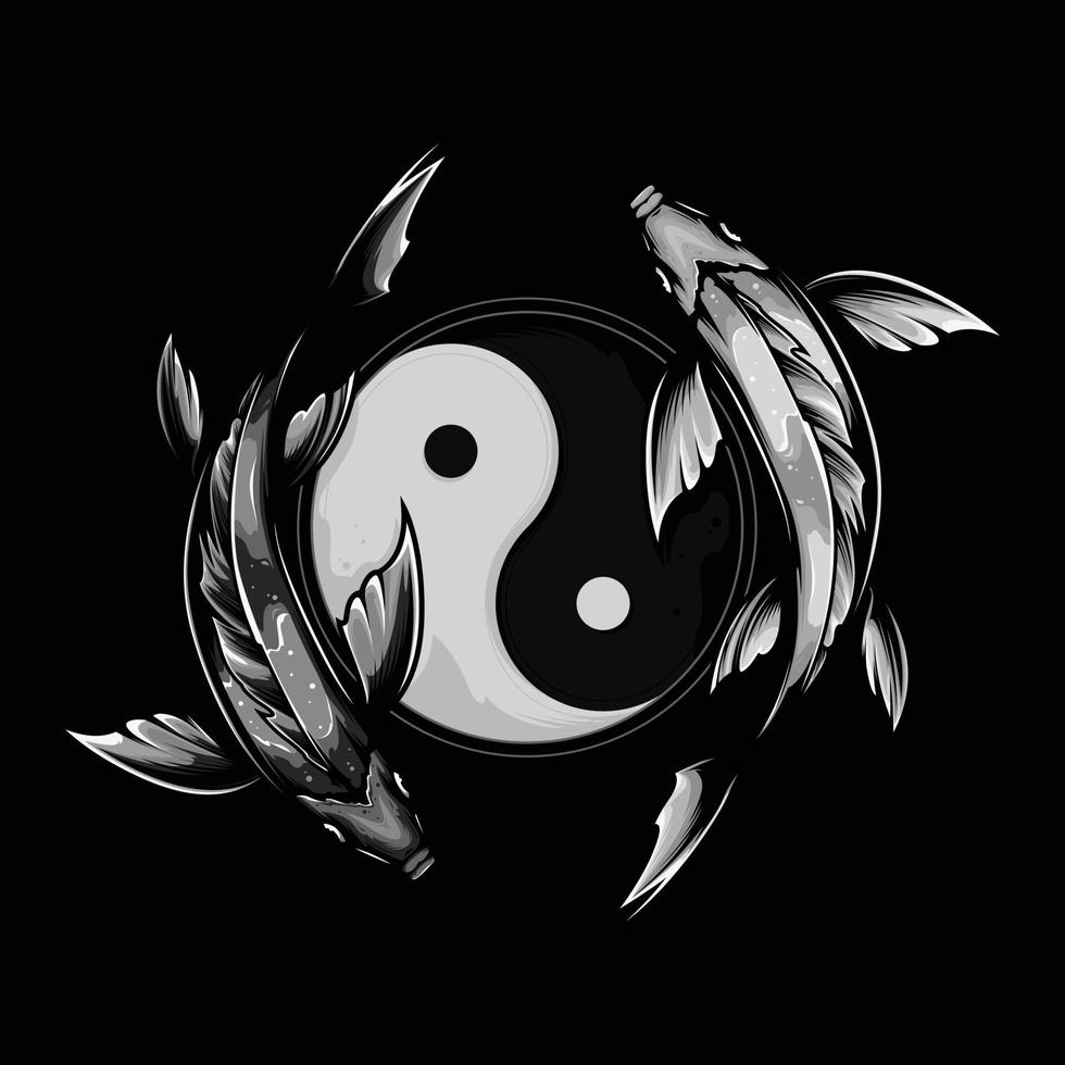 Koi Fishes and The Philloshophy of Yin and Yang vector