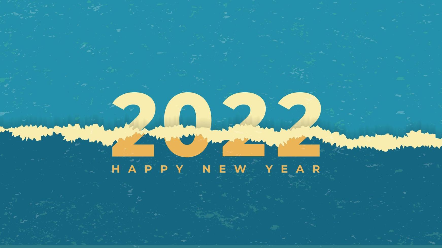 Happy New Year 2022 Illustration with Blue Torn Paper Effect Background. Holiday Vector Illustration of Blue Torn Paper Numbers 2022. 2022 Torn Paper Background Festive Poster or Banner Design