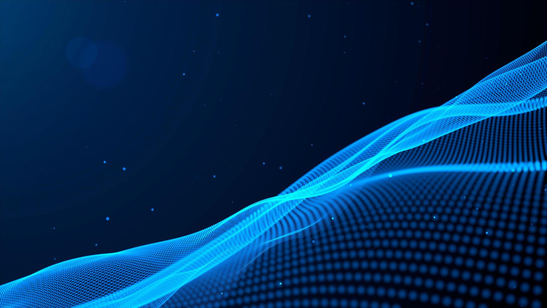 3d illustration . Dot blue wave light screen gradient texture background. Abstract technology big data digital background.Connecting dots and lines on dark background photo