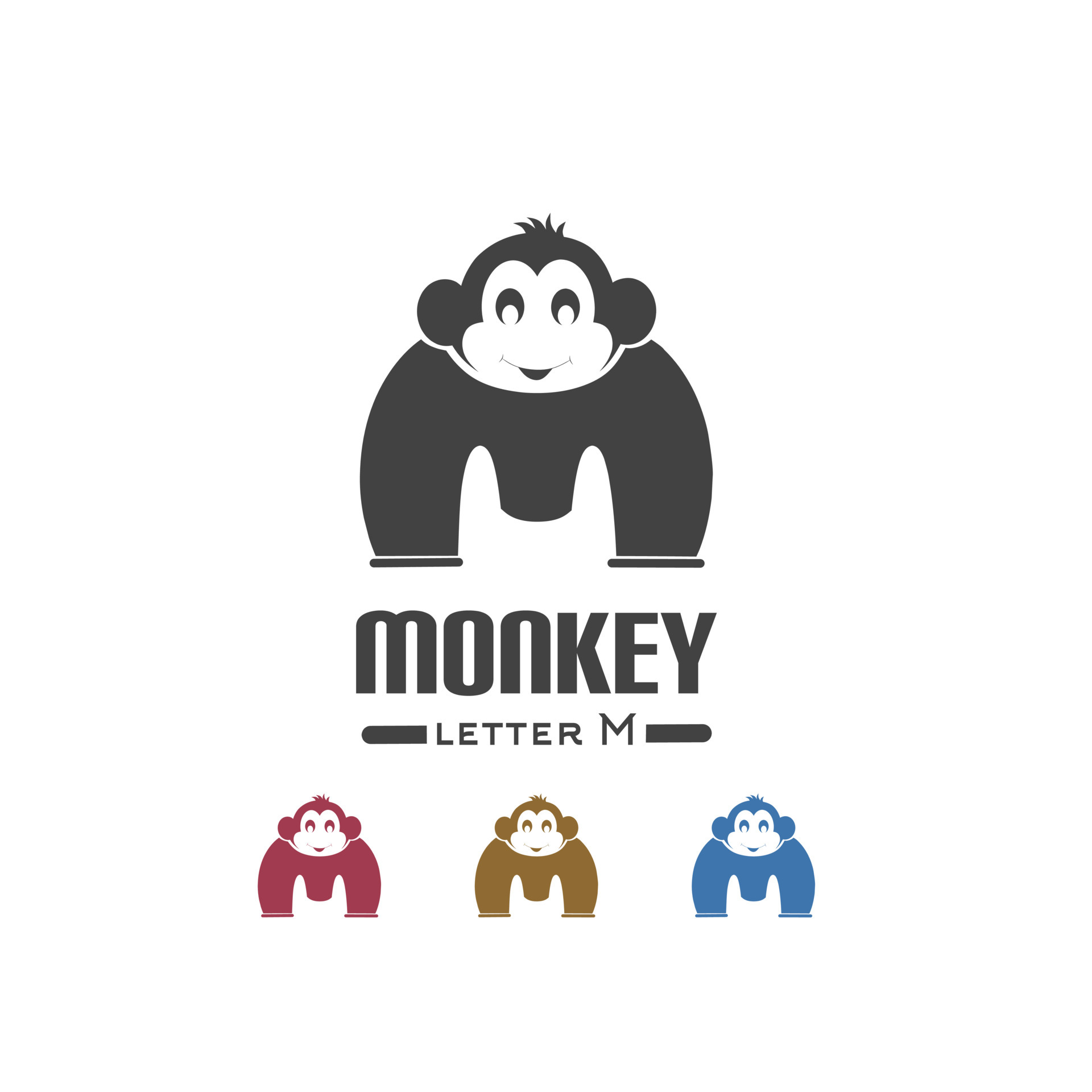 letter m and monkey head logo, free vector 4440468 Vector Art at Vecteezy