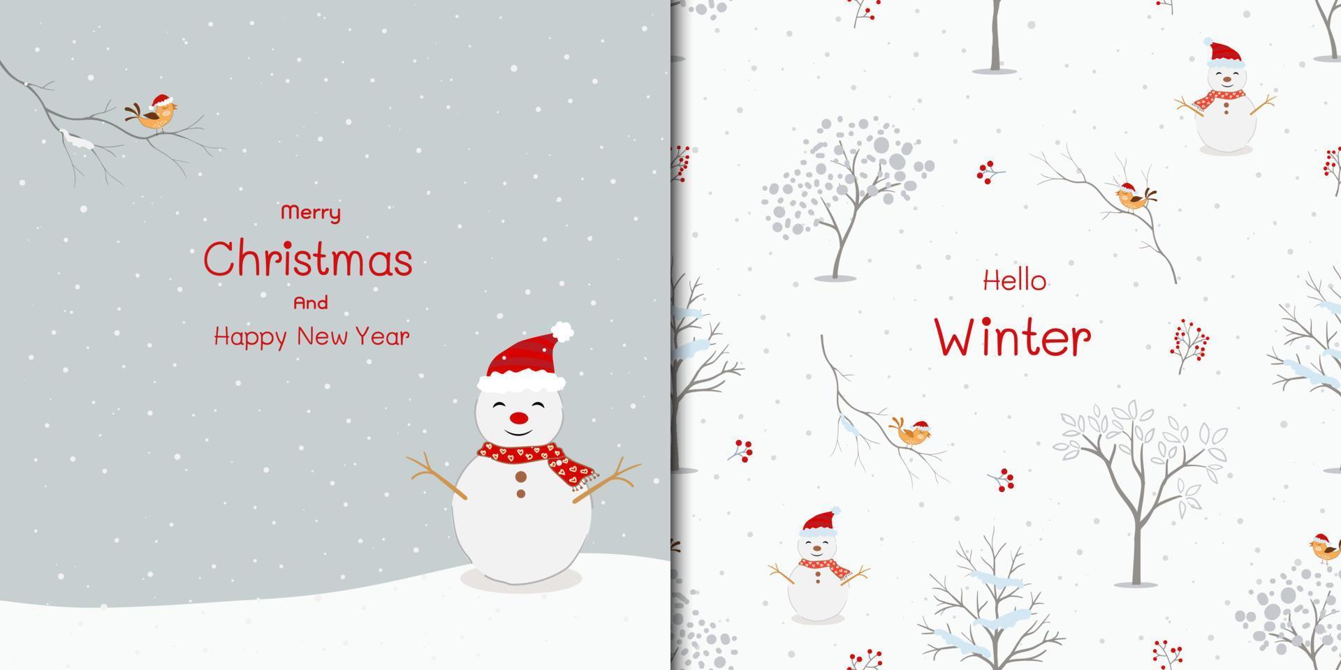 Winter holiday card with seamless pattern for Christmas or new year decorative vector